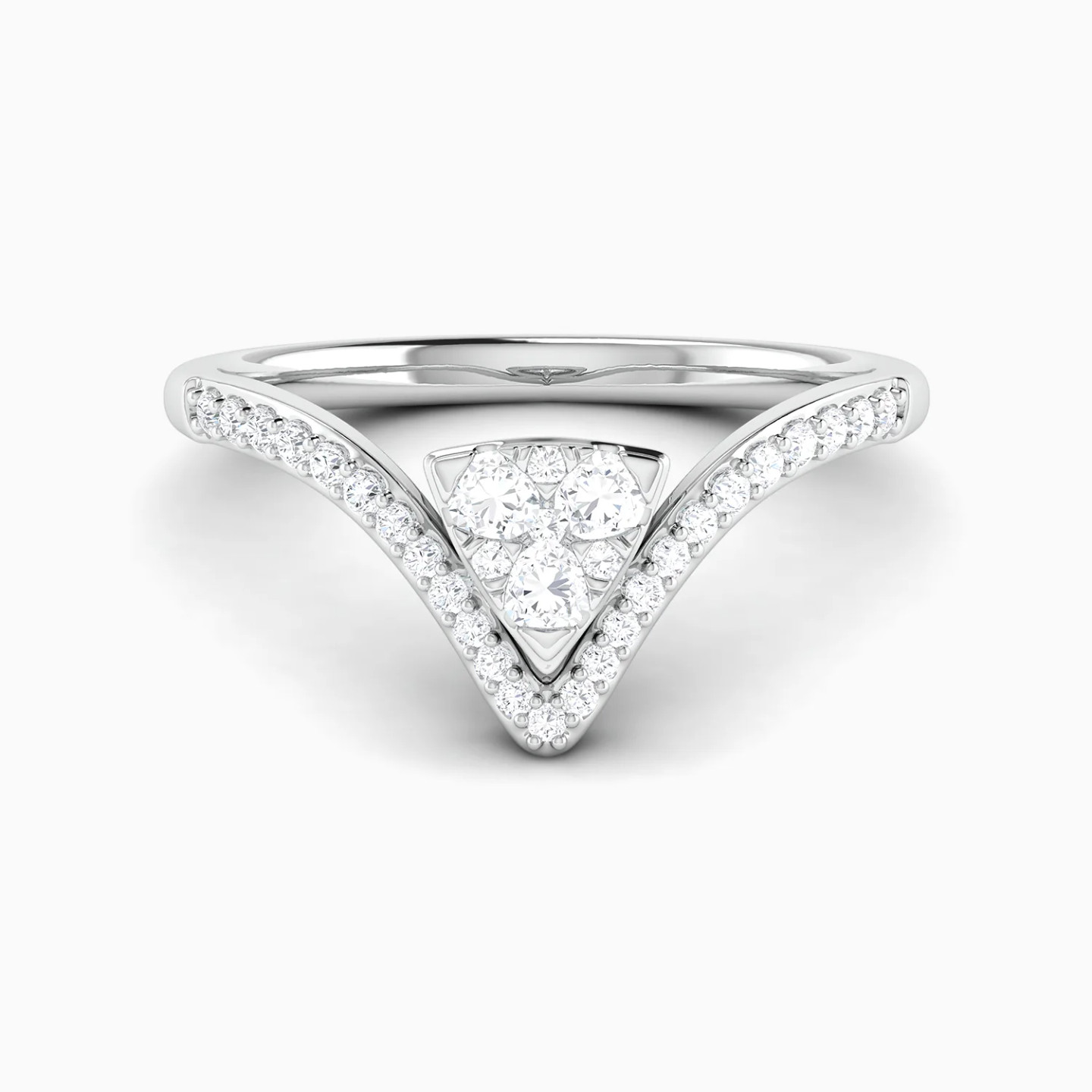 Triangle Cluster & V Shaped Diamond Ring in 18K Gold Triangle Cluster & V Shaped Diamond Ring in 18K Gold
