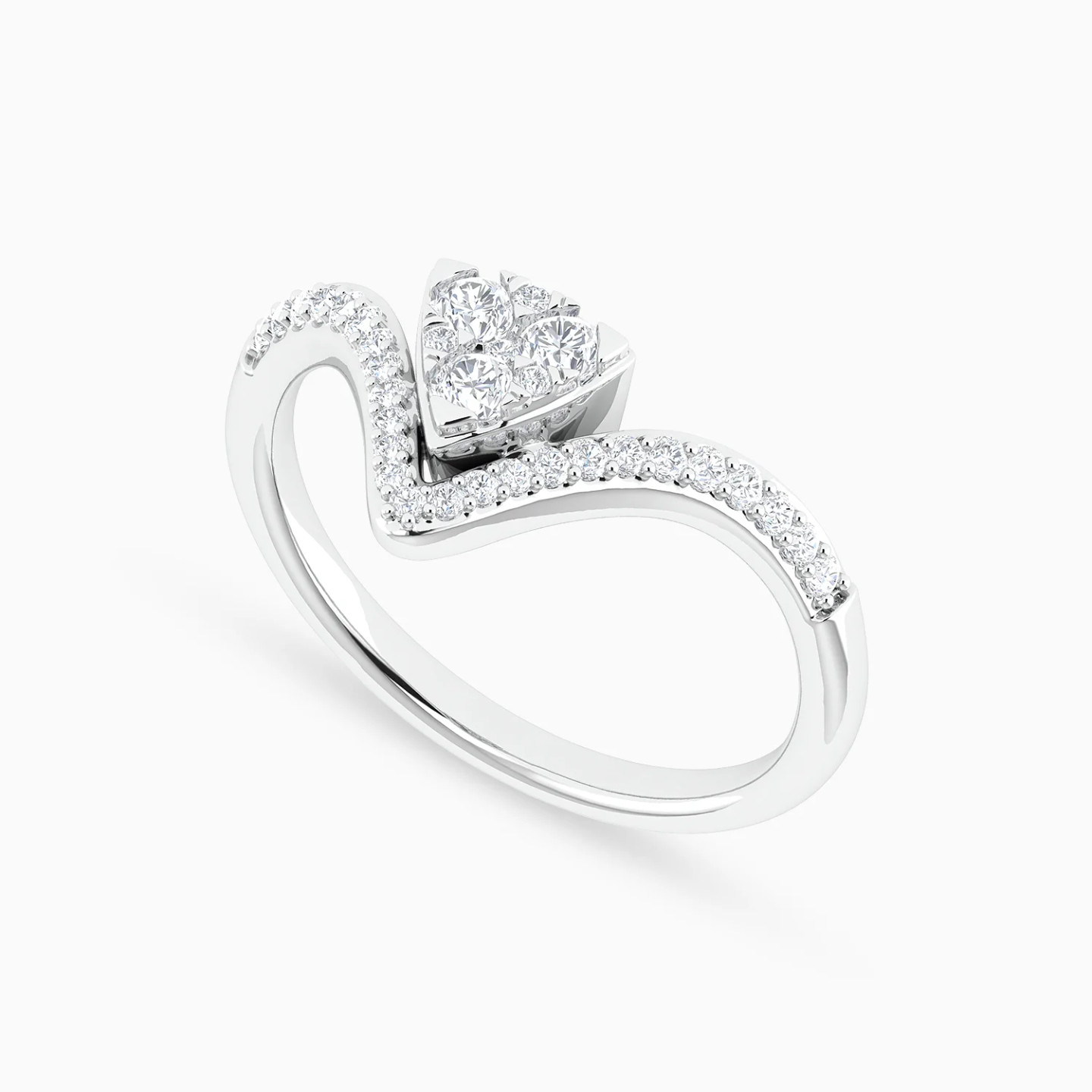 Triangle Cluster & V Shaped Diamond Ring in 18K Gold - 3 Triangle Cluster & V Shaped Diamond Ring in 18K Gold - 3