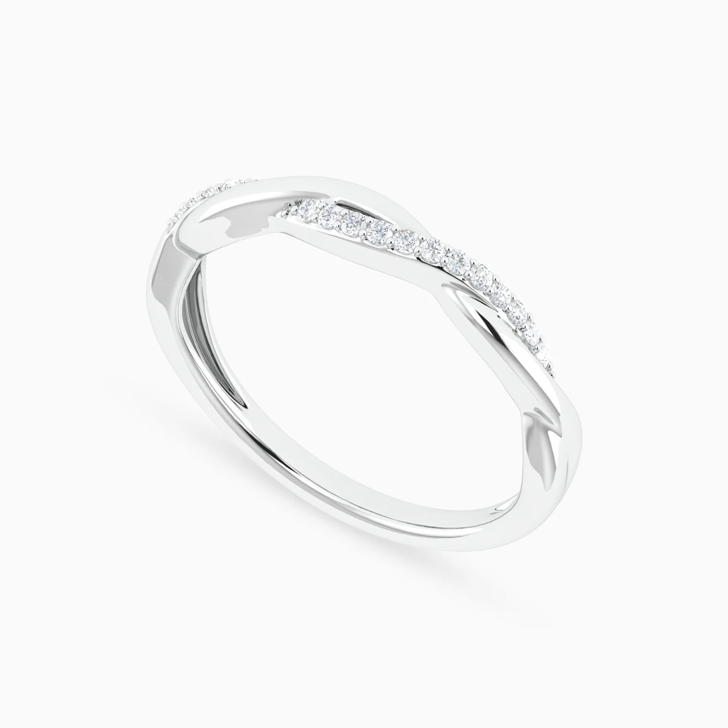 Twisted Wave Curved Bar Diamond Ring in 18K Gold - 3 Twisted Wave Curved Bar Diamond Ring in 18K Gold - 3