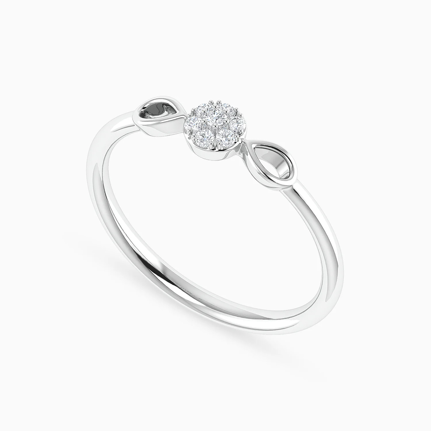 Floral Cluster & Pear Loops Diamond Ring in 18K Gold - 3 Floral Cluster & Pear Loops Diamond Ring in 18K Gold - 3
