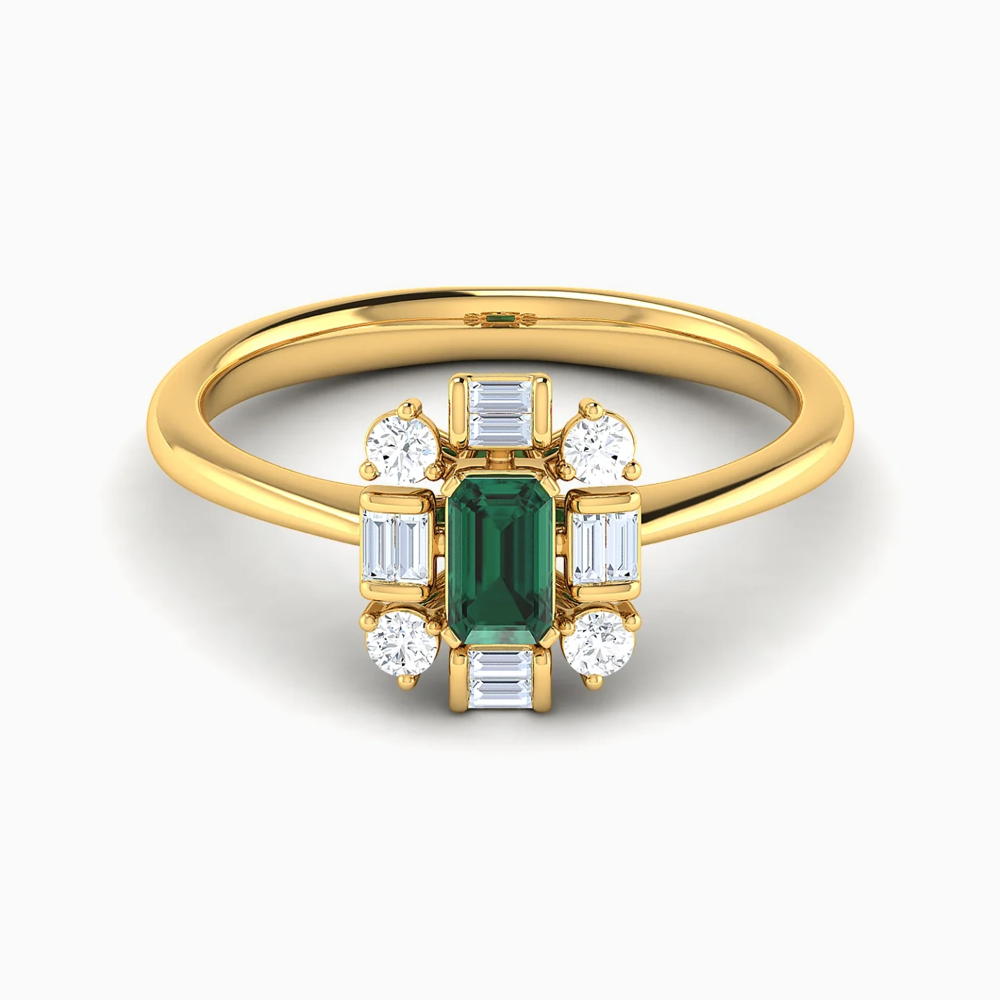 Oval Green Stones Diamond Ring in 18K Gold Oval Green Stones Diamond Ring in 18K Gold