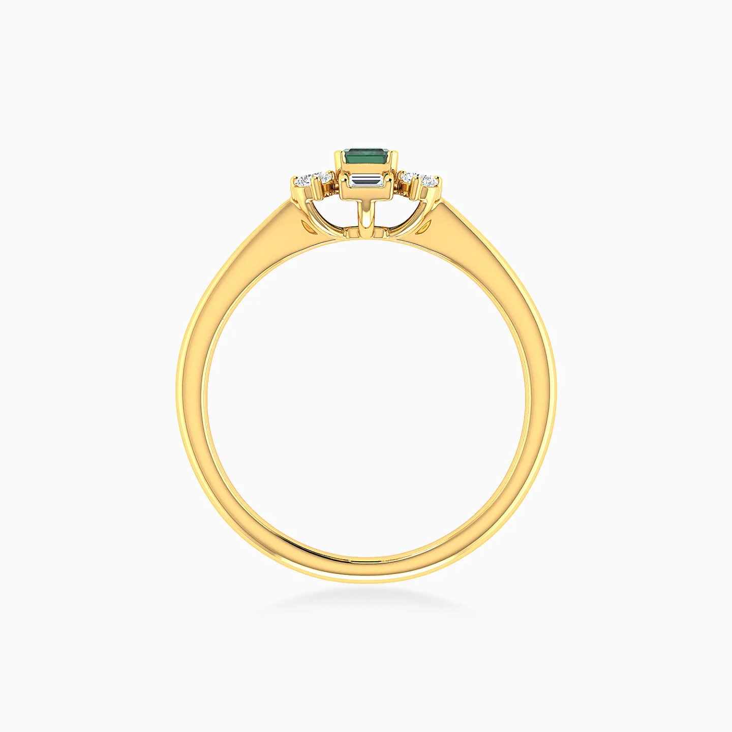 Oval Green Stones Diamond Ring in 18K Gold - 4 Oval Green Stones Diamond Ring in 18K Gold - 4