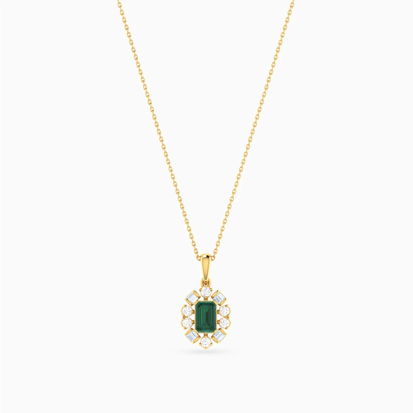 Oval Green Stones Diamond Necklace in 18K Gold Oval Green Stones Diamond Necklace in 18K Gold