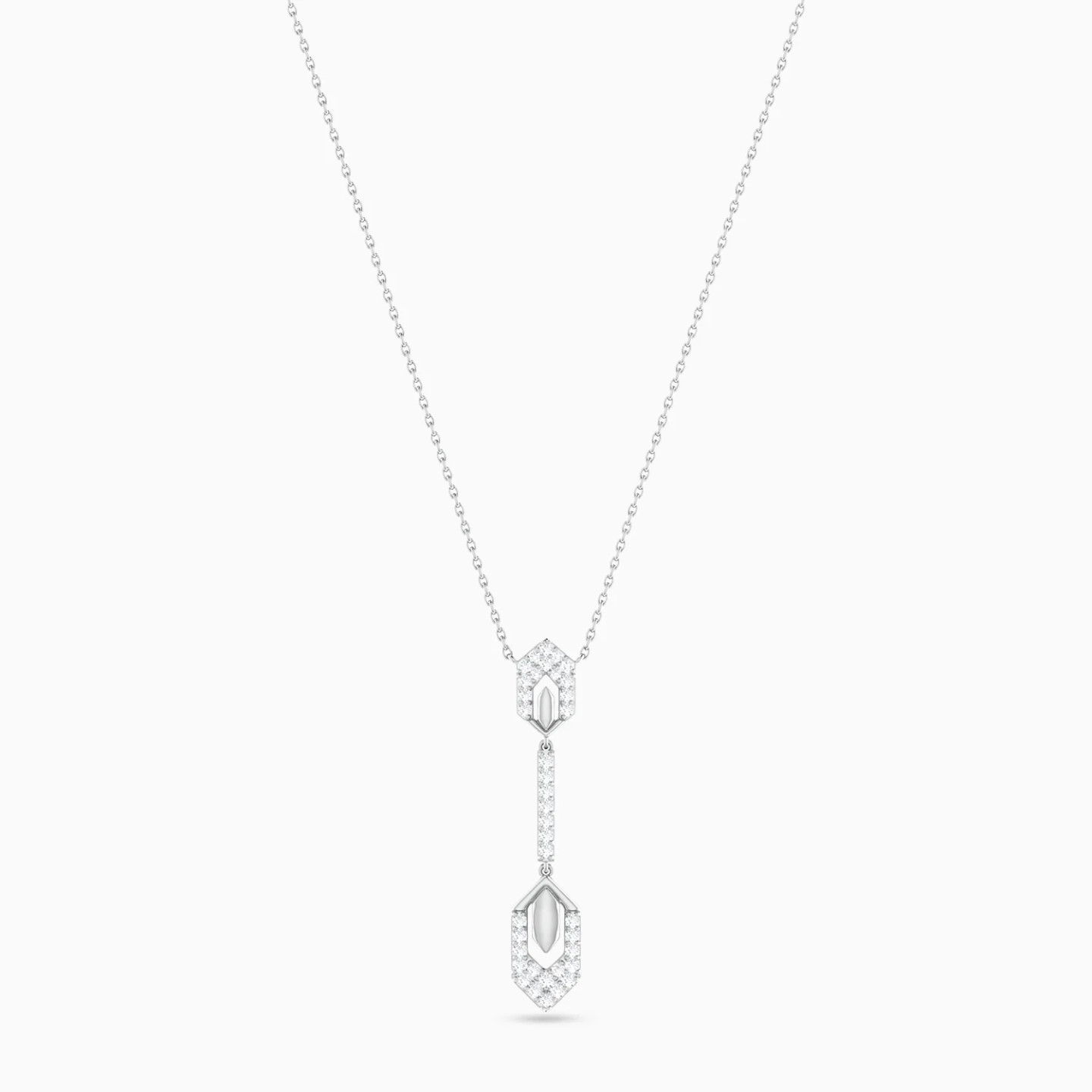 Line & Hexagonal Frames Diamond Necklace in 18K Gold Line & Hexagonal Frames Diamond Necklace in 18K Gold