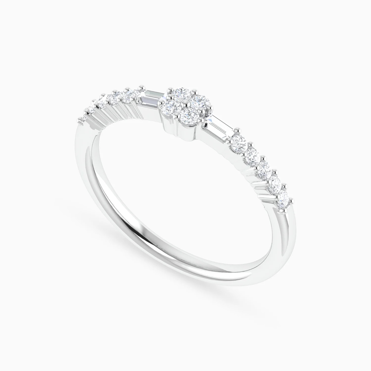 Small Floral Cluster Diamond Ring in 18K Gold - 3 Small Floral Cluster Diamond Ring in 18K Gold - 3