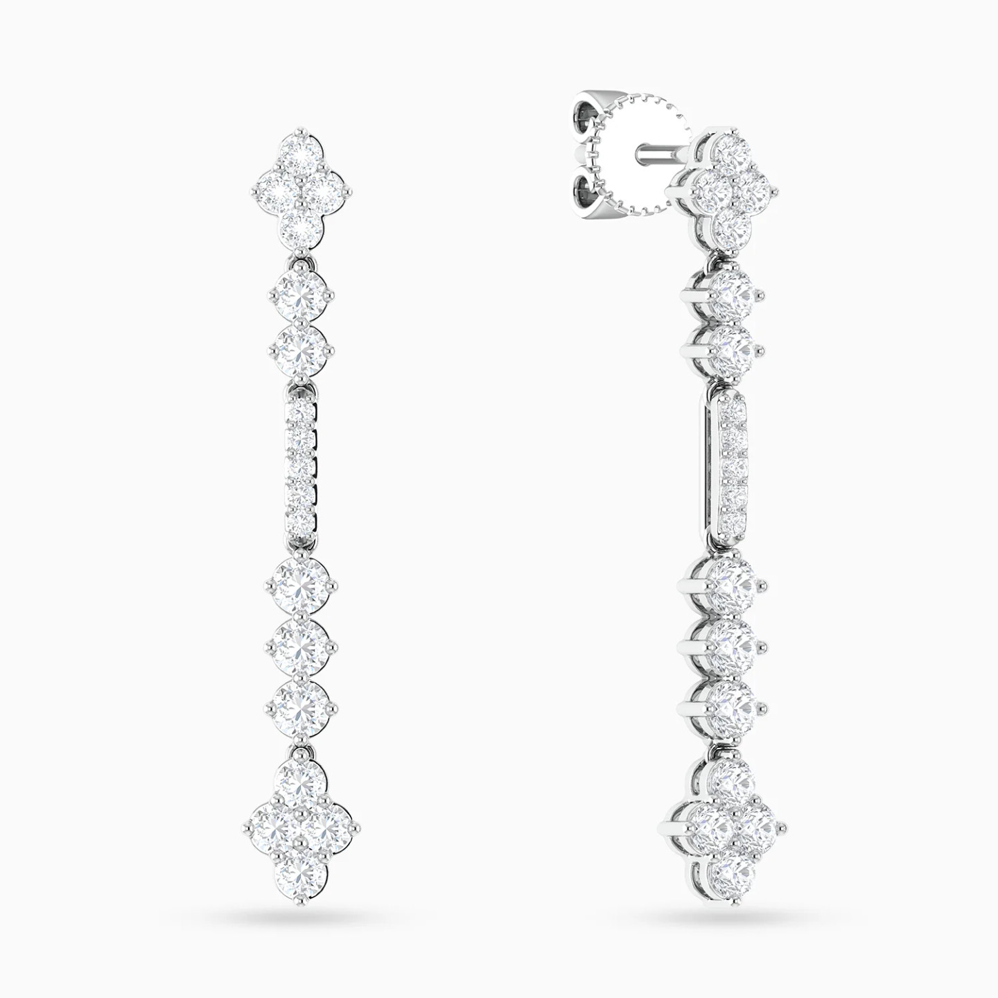 Vertical Bar & Clusters Diamond Drop Earrings in 18K Gold Vertical Bar & Clusters Diamond Drop Earrings in 18K Gold