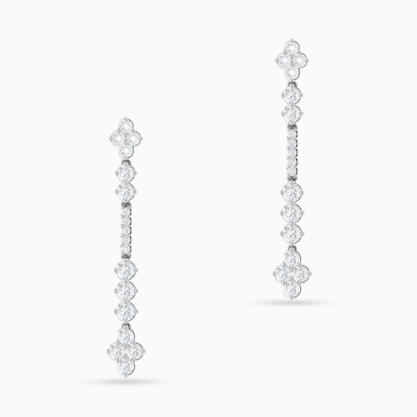 Vertical Bar & Clusters Diamond Drop Earrings in 18K Gold - 3 Vertical Bar & Clusters Diamond Drop Earrings in 18K Gold - 3