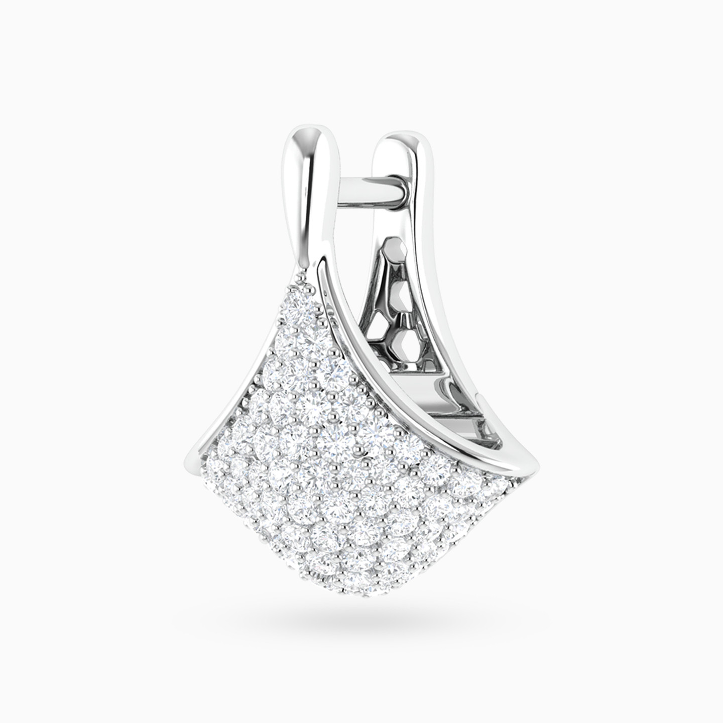 Fan Inspired Diamond Drop Earrings in 18K Gold - 4 Fan Inspired Diamond Drop Earrings in 18K Gold - 4