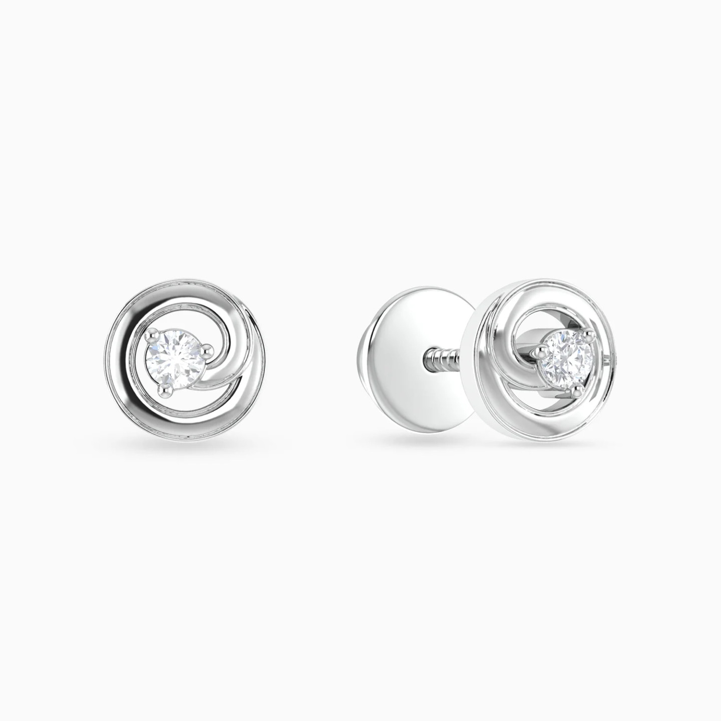 Swirling Circle Diamond Stud Earrings in 18K Gold Swirling Circle Diamond Stud Earrings in 18K Gold