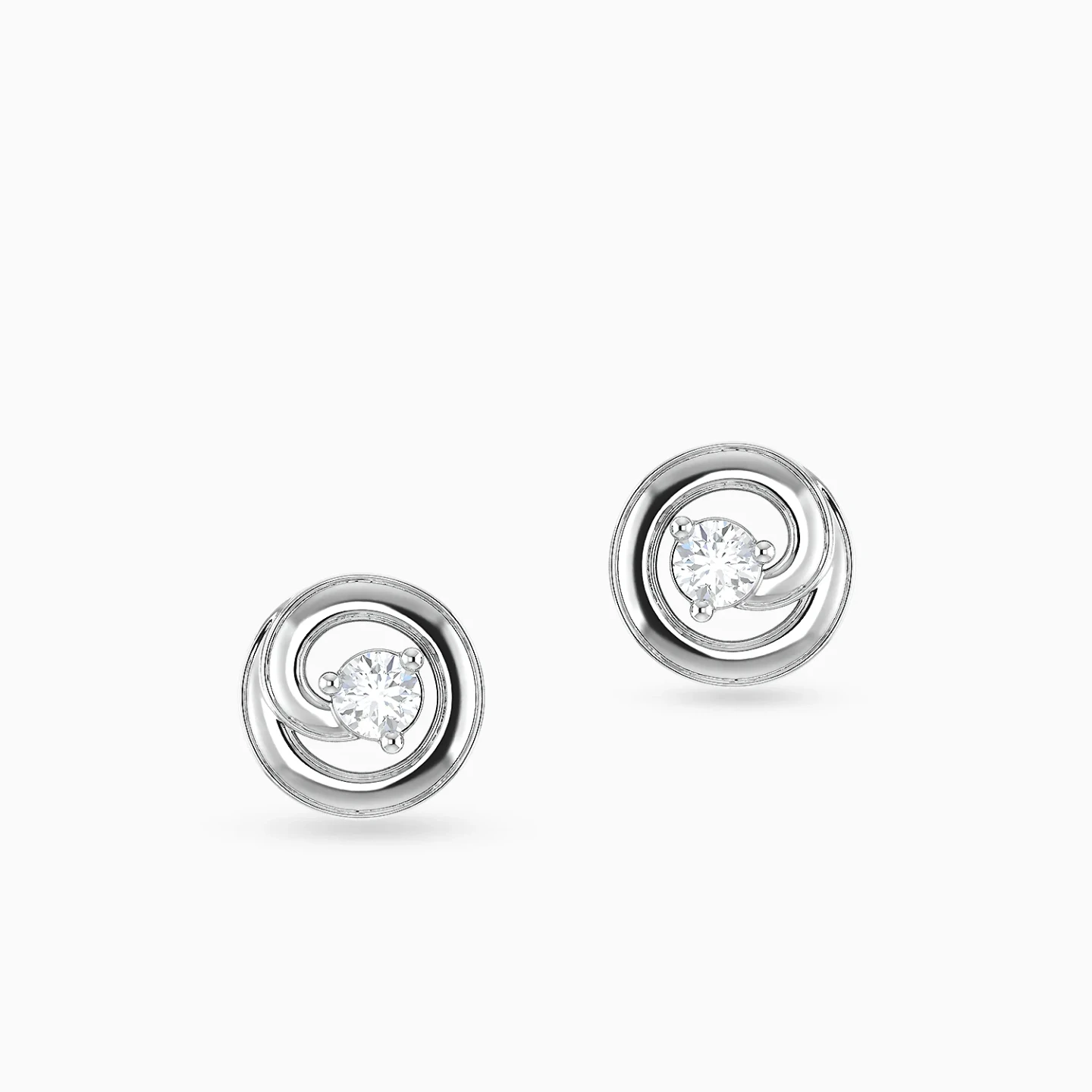 Swirling Circle Diamond Stud Earrings in 18K Gold - 3 Swirling Circle Diamond Stud Earrings in 18K Gold - 3