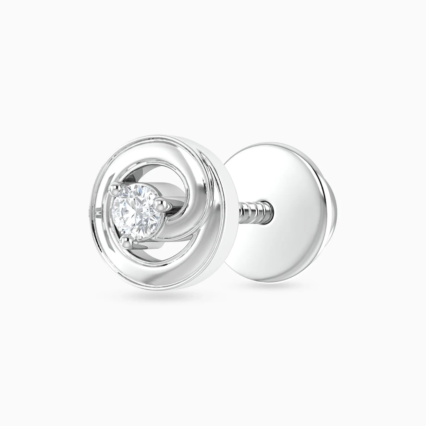 Swirling Circle Diamond Stud Earrings in 18K Gold - 4 Swirling Circle Diamond Stud Earrings in 18K Gold - 4