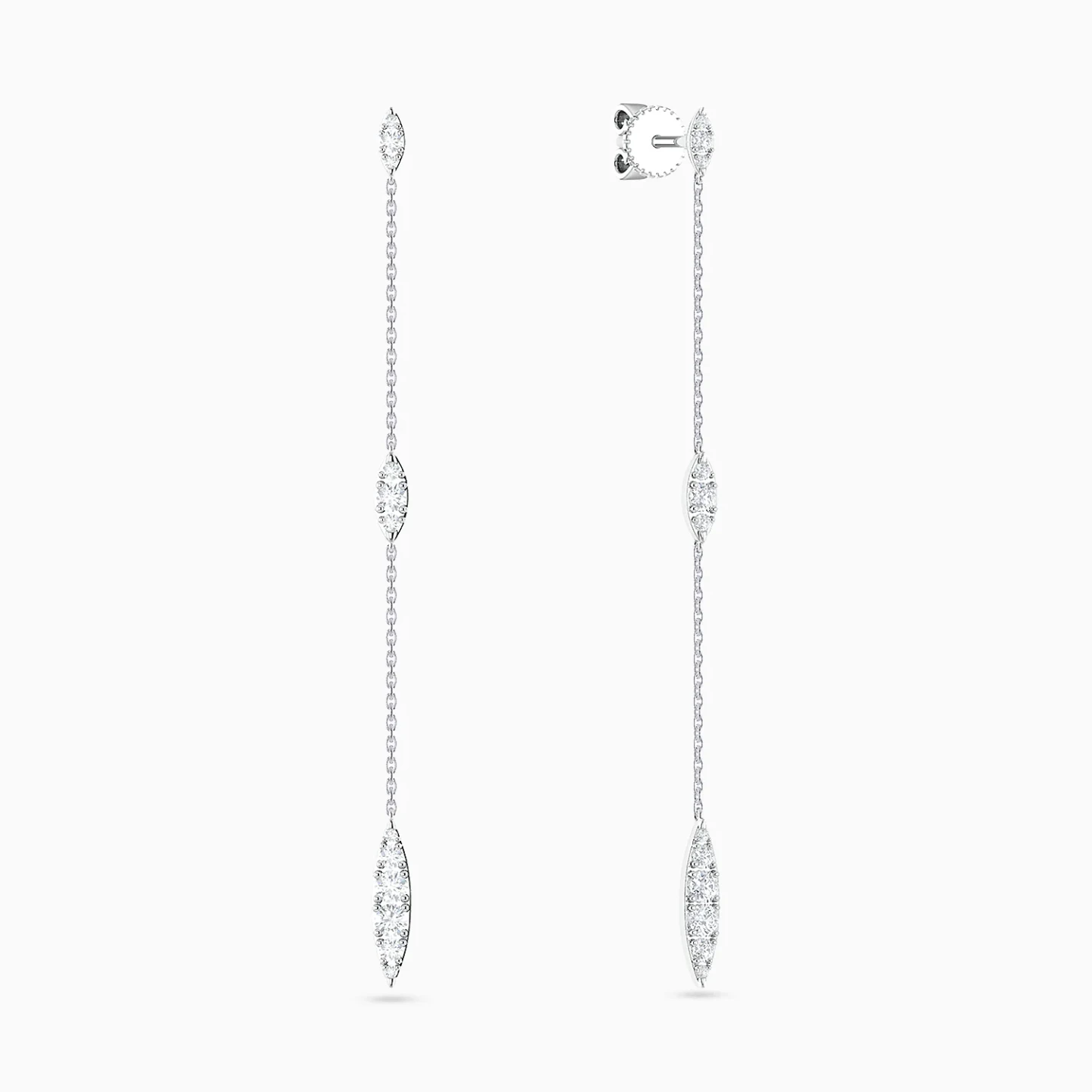 Vertical Bar & Marquise Cluster Diamond Drop Earrings in 18K Gold Vertical Bar & Marquise Cluster Diamond Drop Earrings in 18K Gold