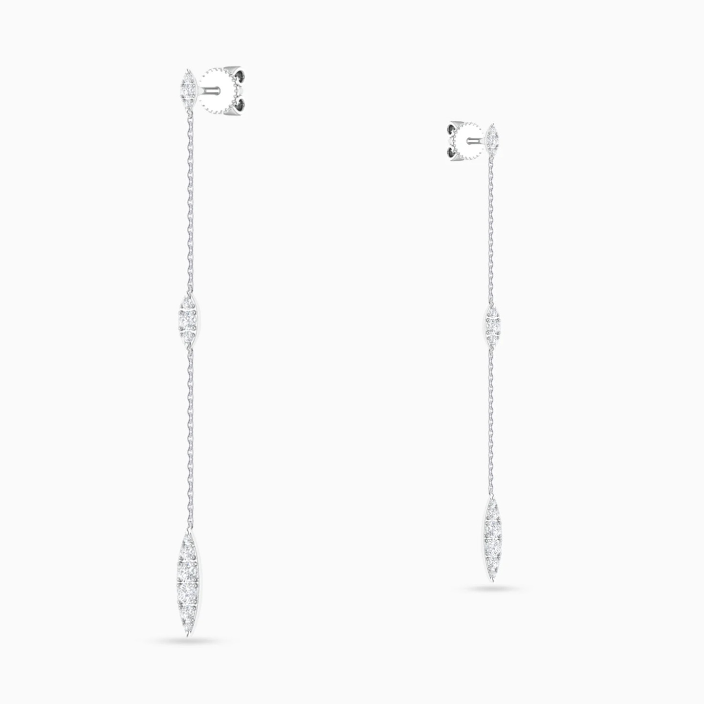 Vertical Bar & Marquise Cluster Diamond Drop Earrings in 18K Gold - 4 Vertical Bar & Marquise Cluster Diamond Drop Earrings in 18K Gold - 4