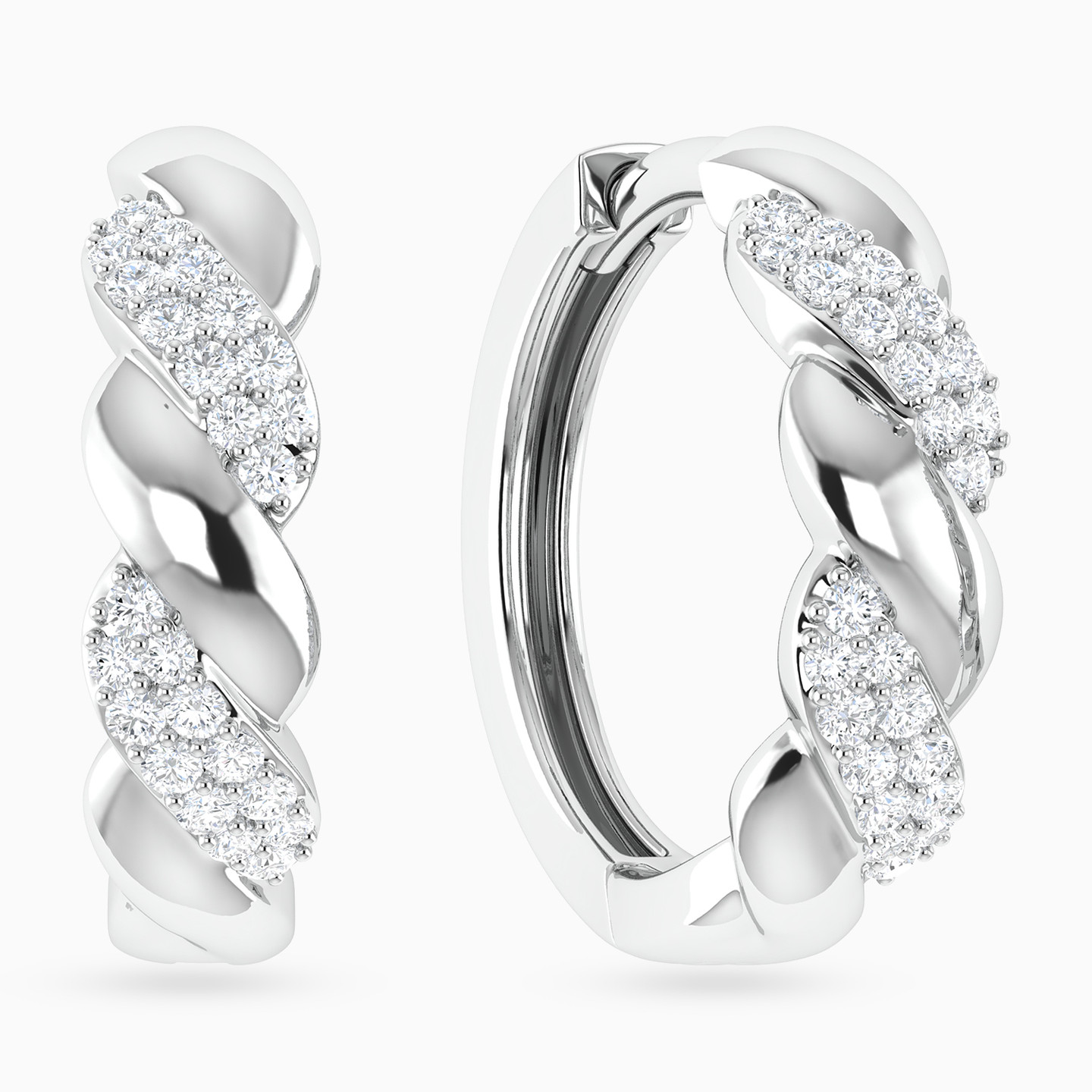 Wave Curved Bar Diamond Hoop Earrings in 18K Gold Wave Curved Bar Diamond Hoop Earrings in 18K Gold