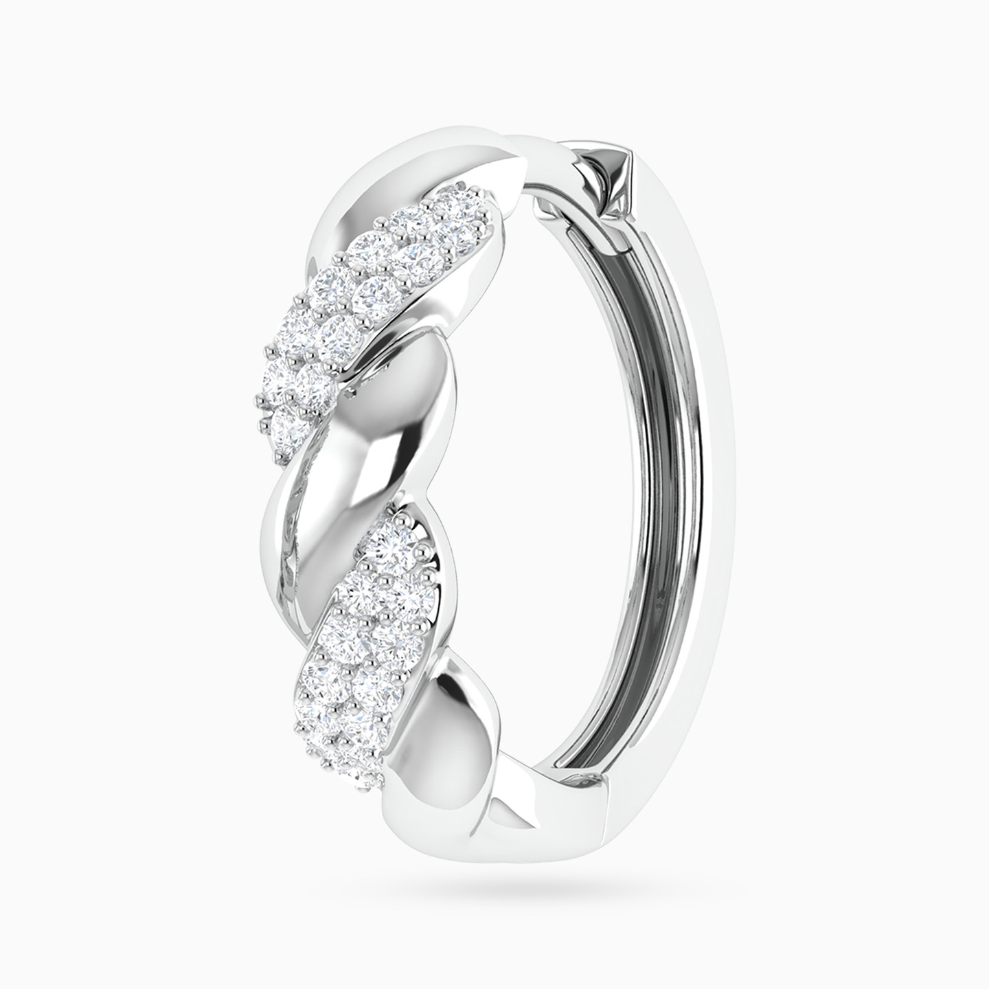 Wave Curved Bar Diamond Hoop Earrings in 18K Gold - 4 Wave Curved Bar Diamond Hoop Earrings in 18K Gold - 4