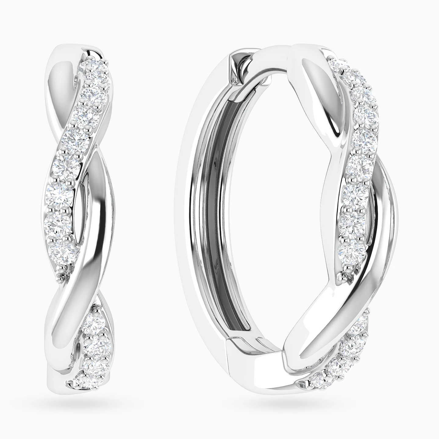 Twisted Wave Curved Bar Diamond Hoop Earrings in 18K Gold Twisted Wave Curved Bar Diamond Hoop Earrings in 18K Gold
