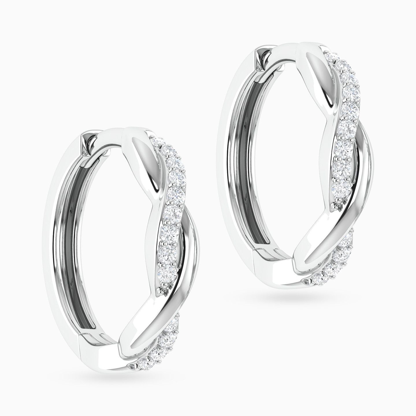 Twisted Wave Curved Bar Diamond Hoop Earrings in 18K Gold - 3 Twisted Wave Curved Bar Diamond Hoop Earrings in 18K Gold - 3