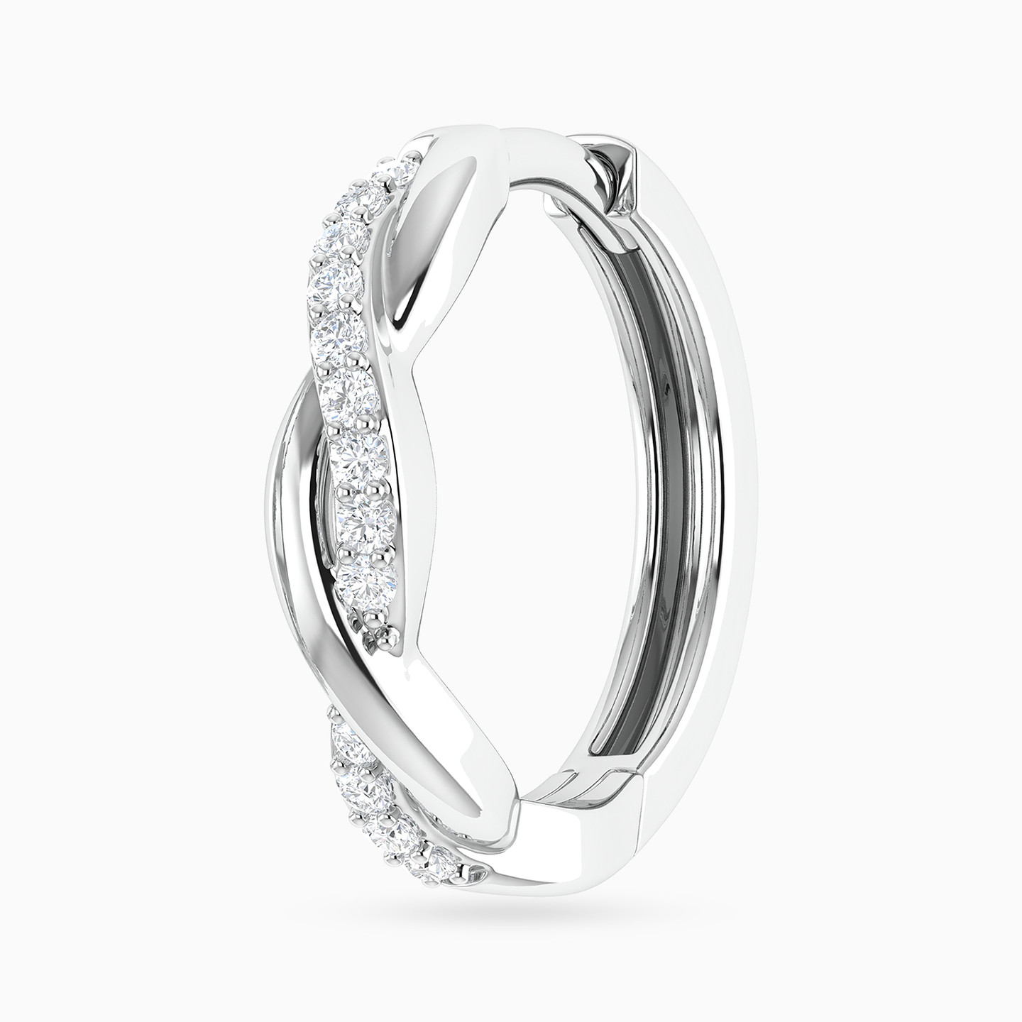 Twisted Wave Curved Bar Diamond Hoop Earrings in 18K Gold - 4 Twisted Wave Curved Bar Diamond Hoop Earrings in 18K Gold - 4