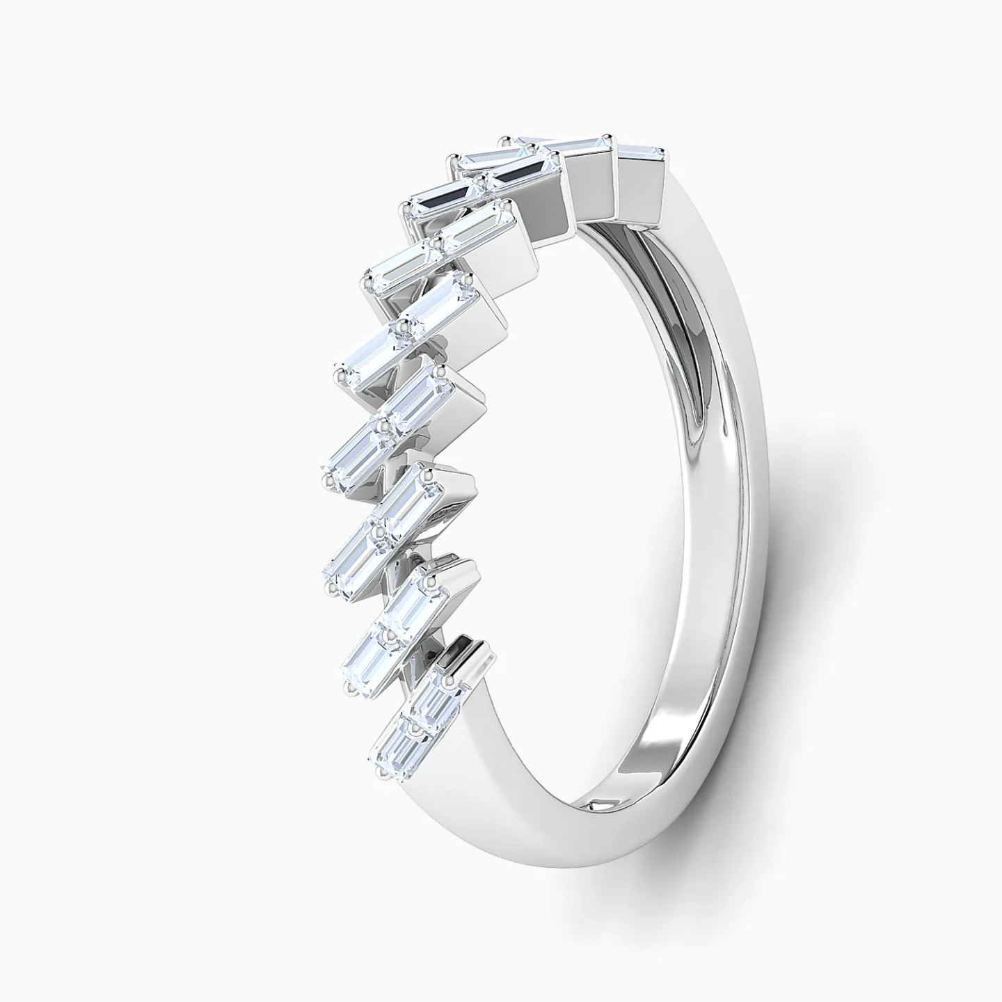 Baguette Cut & Square Cluster Diamond Twin Rings in 18K Gold - 3 Baguette Cut & Square Cluster Diamond Twin Rings in 18K Gold - 3