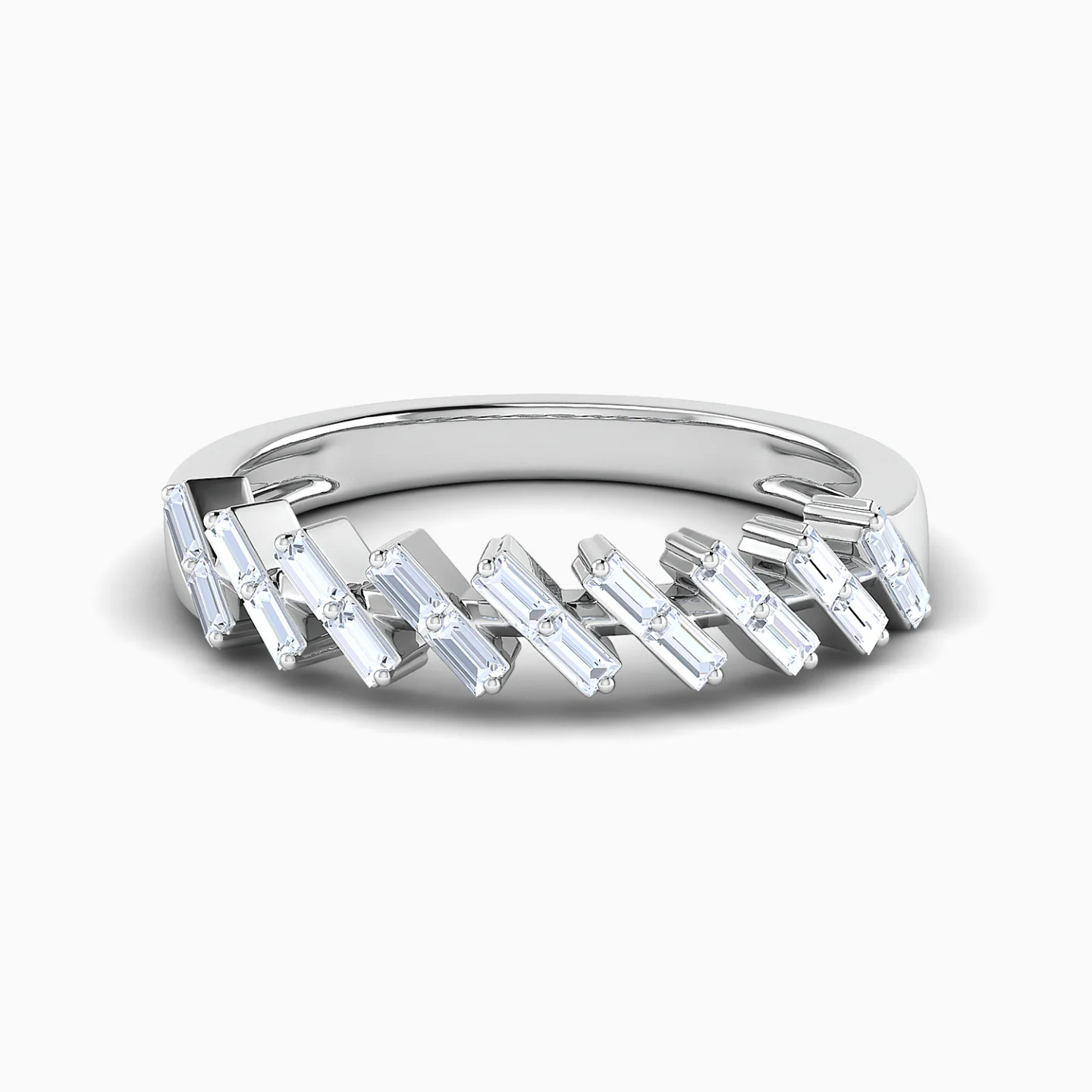 Baguette Cut & Square Cluster Diamond Twin Rings in 18K Gold - 5 Baguette Cut & Square Cluster Diamond Twin Rings in 18K Gold - 5