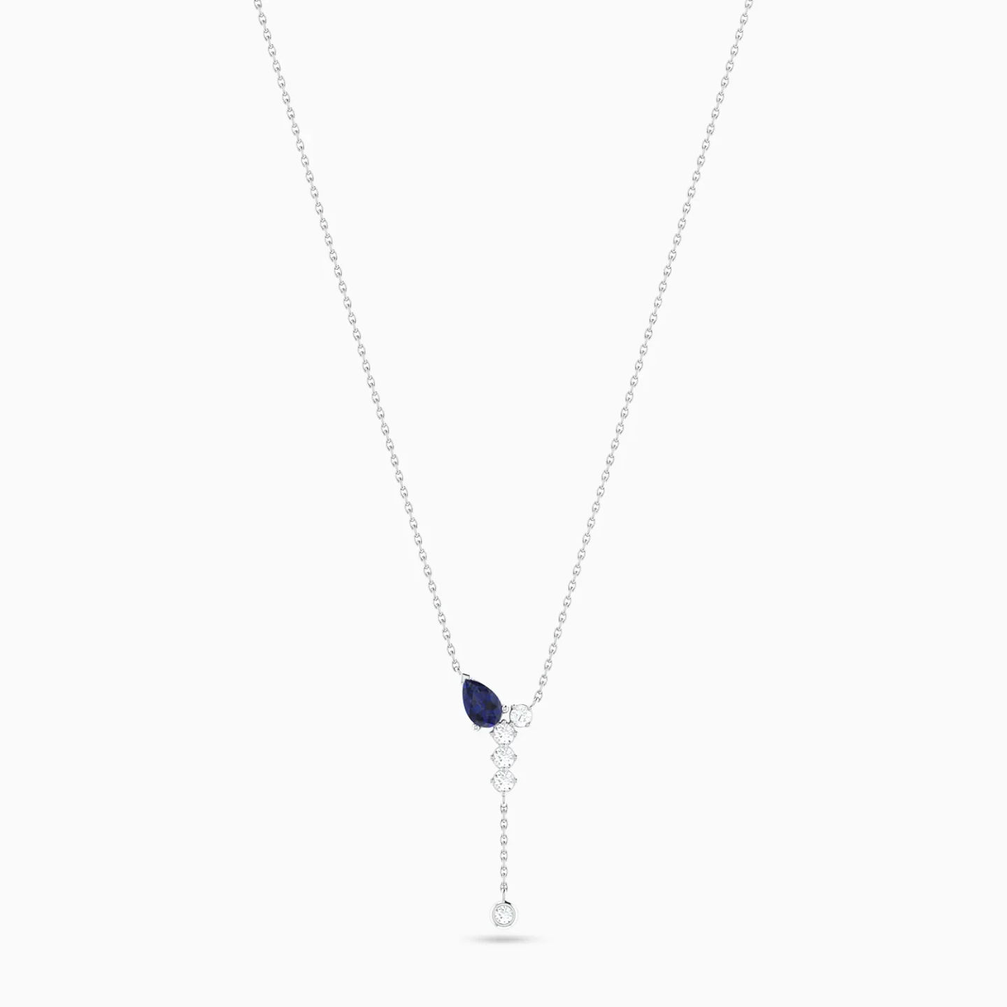 Drop Blue Stone Y Shaped Diamond Necklace in 18K Gold Drop Blue Stone Y Shaped Diamond Necklace in 18K Gold