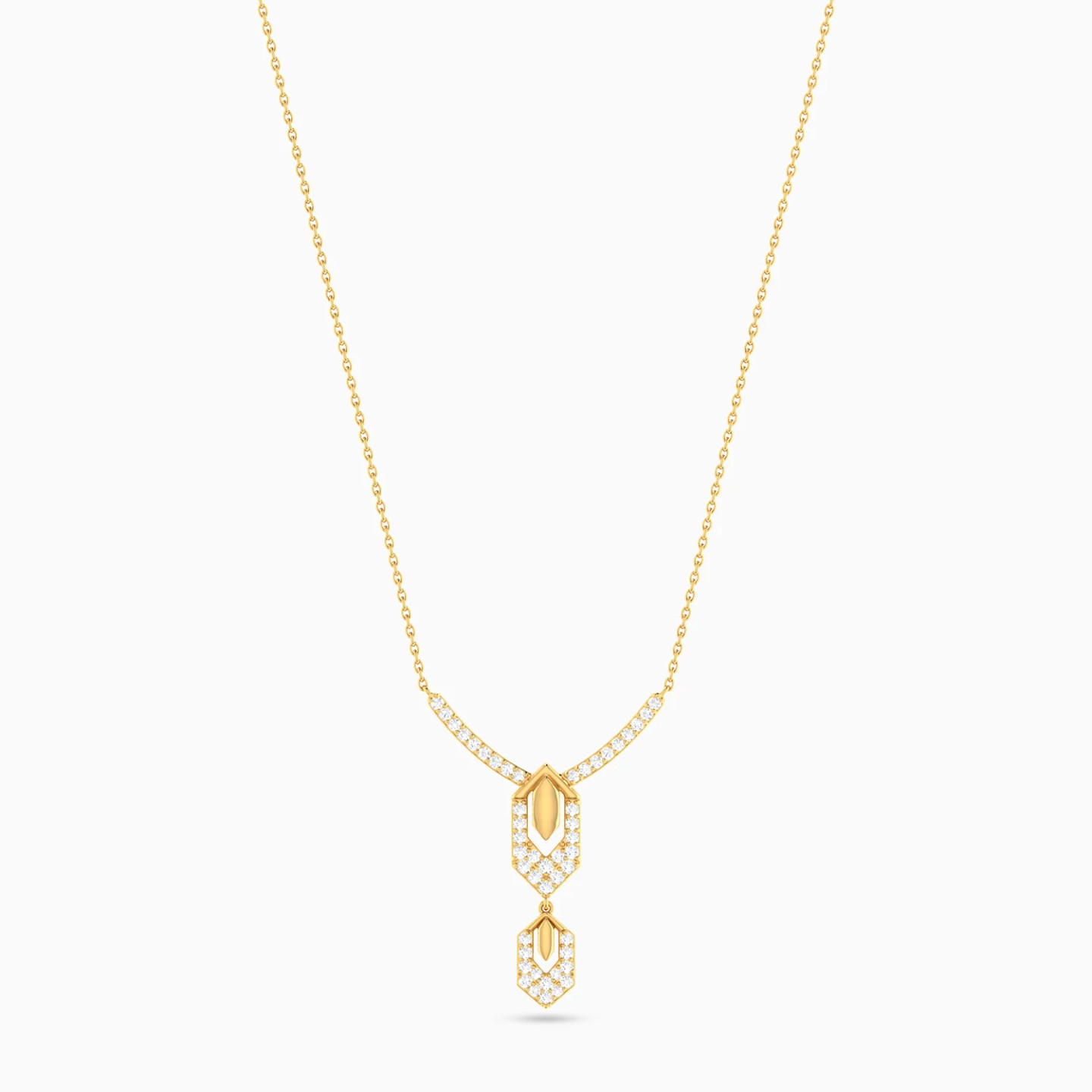 Elongated Hexagonal Frames Diamond Necklace in 18K Gold Elongated Hexagonal Frames Diamond Necklace in 18K Gold