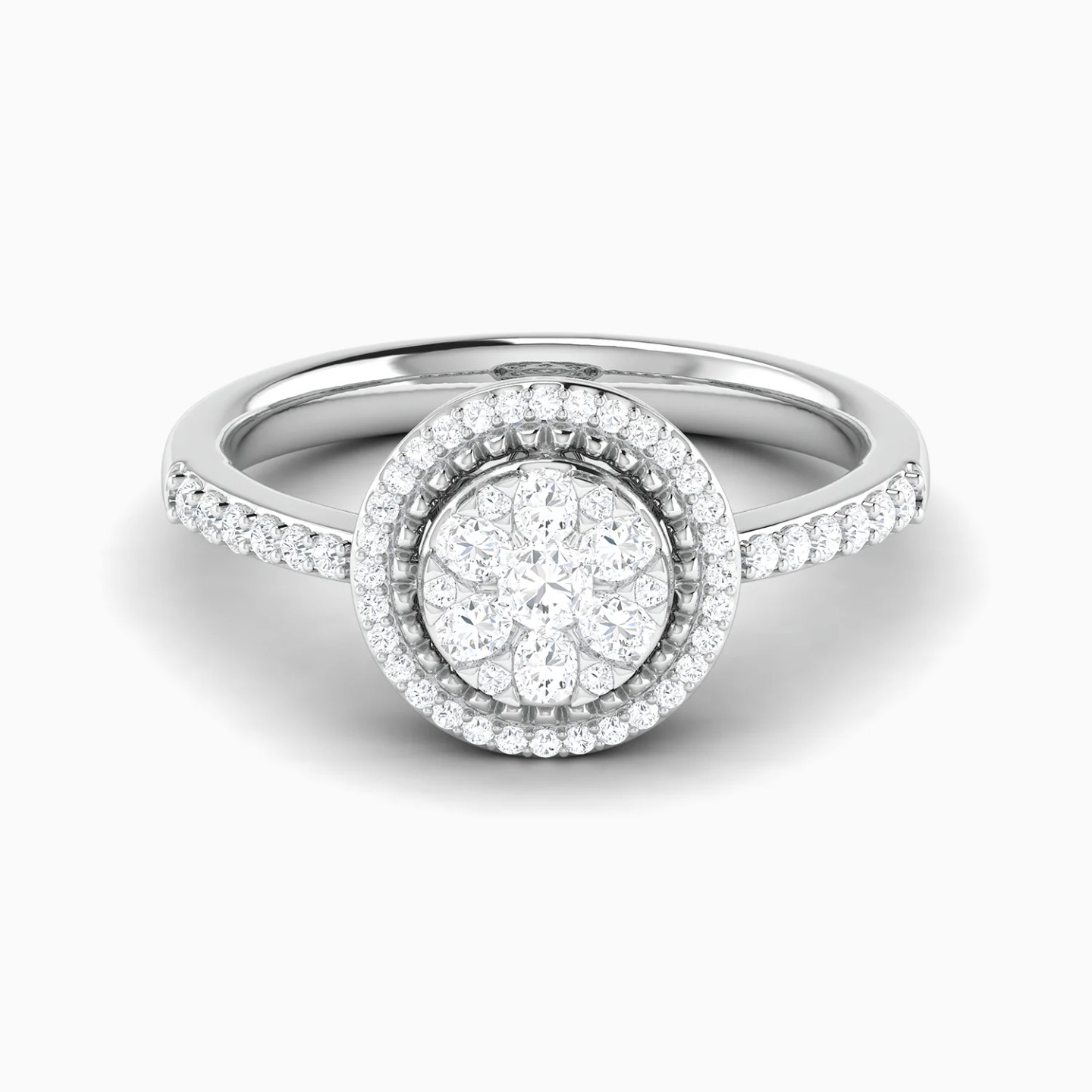 Double Halos & Round Cluster Diamond Ring in 18K Gold Double Halos & Round Cluster Diamond Ring in 18K Gold