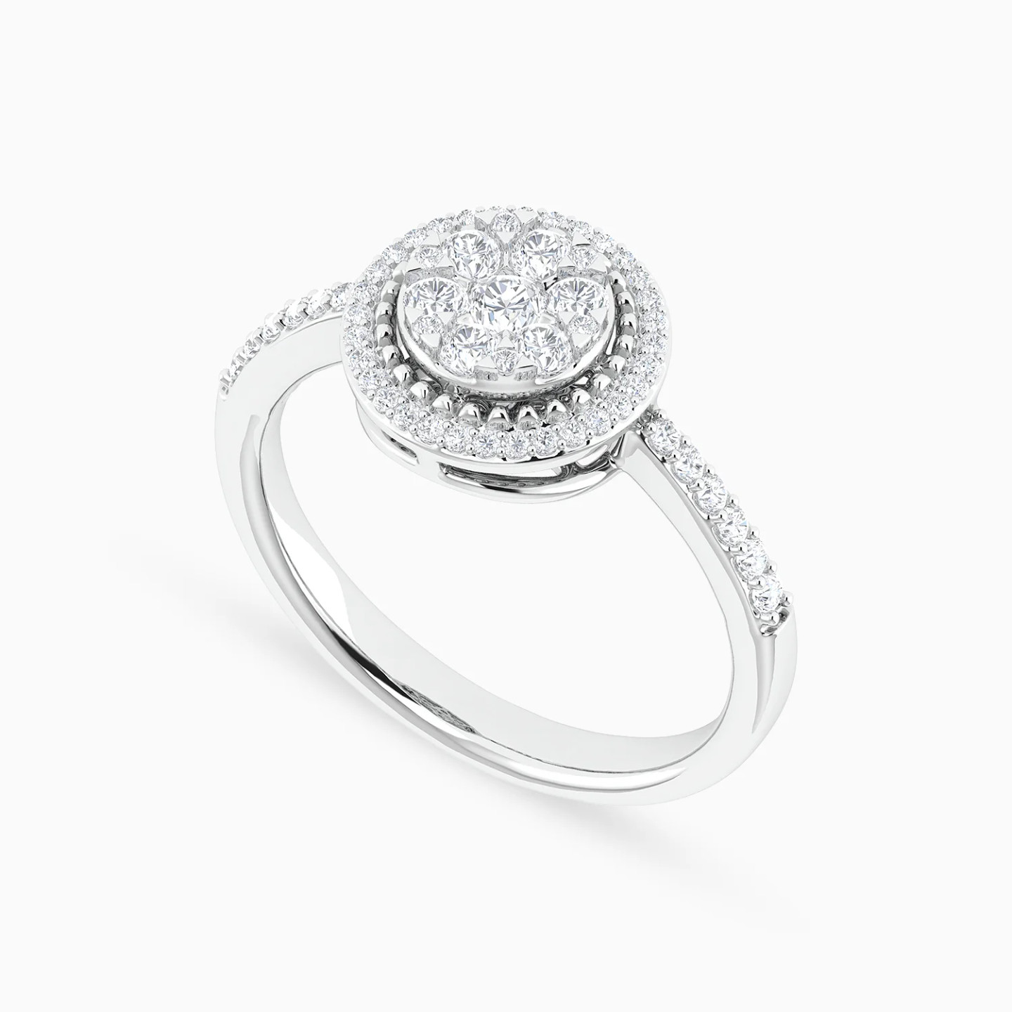 Double Halos & Round Cluster Diamond Ring in 18K Gold - 3 Double Halos & Round Cluster Diamond Ring in 18K Gold - 3