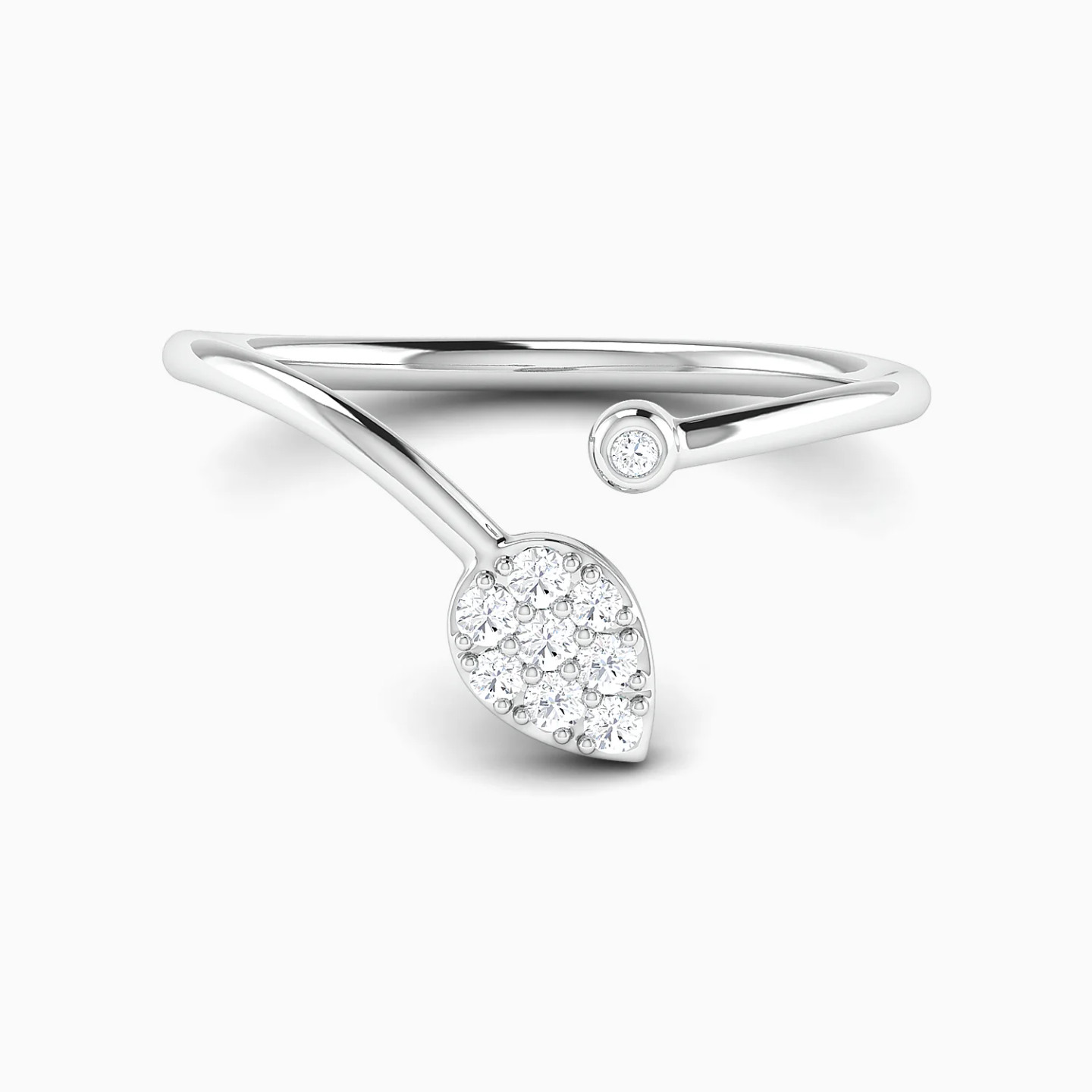 Pear Cluster & Round Diamond Bypass Ring in 18K Gold Pear Cluster & Round Diamond Bypass Ring in 18K Gold