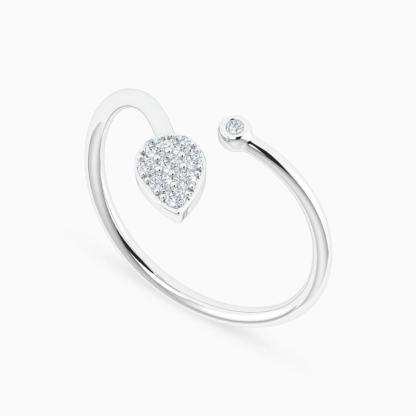 Pear Cluster & Round Diamond Bypass Ring in 18K Gold - 3 Pear Cluster & Round Diamond Bypass Ring in 18K Gold - 3