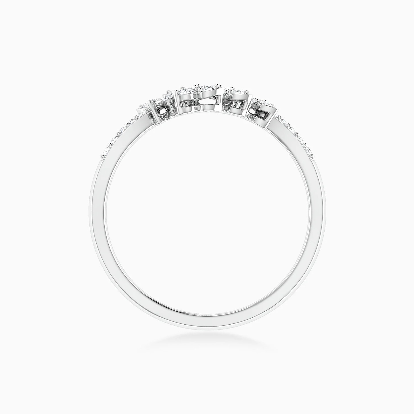 Floral Clusters Diamond Bypass Ring in 18K Gold - 4 Floral Clusters Diamond Bypass Ring in 18K Gold - 4