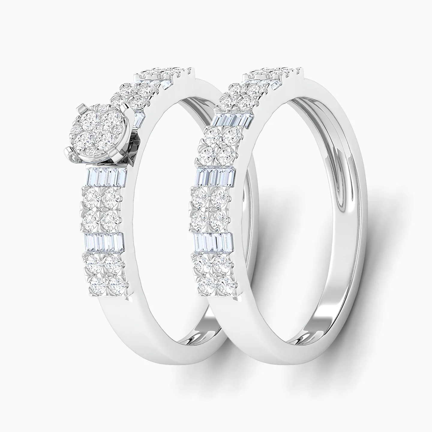 Square Clusters Diamond Twin Rings in 18K Gold Square Clusters Diamond Twin Rings in 18K Gold