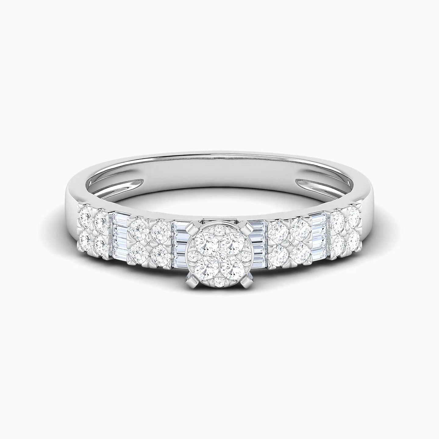 Square Clusters Diamond Twin Rings in 18K Gold - 4 Square Clusters Diamond Twin Rings in 18K Gold - 4