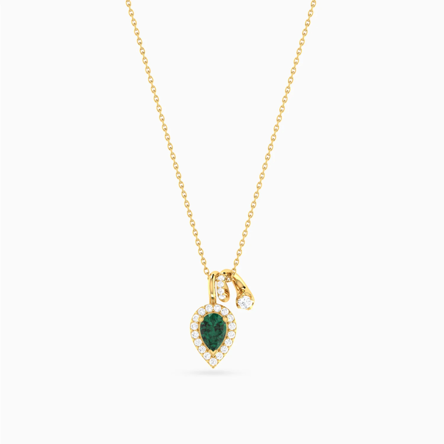 Upside Down Pear Green Stones Diamond Necklace in 18K Gold Upside Down Pear Green Stones Diamond Necklace in 18K Gold
