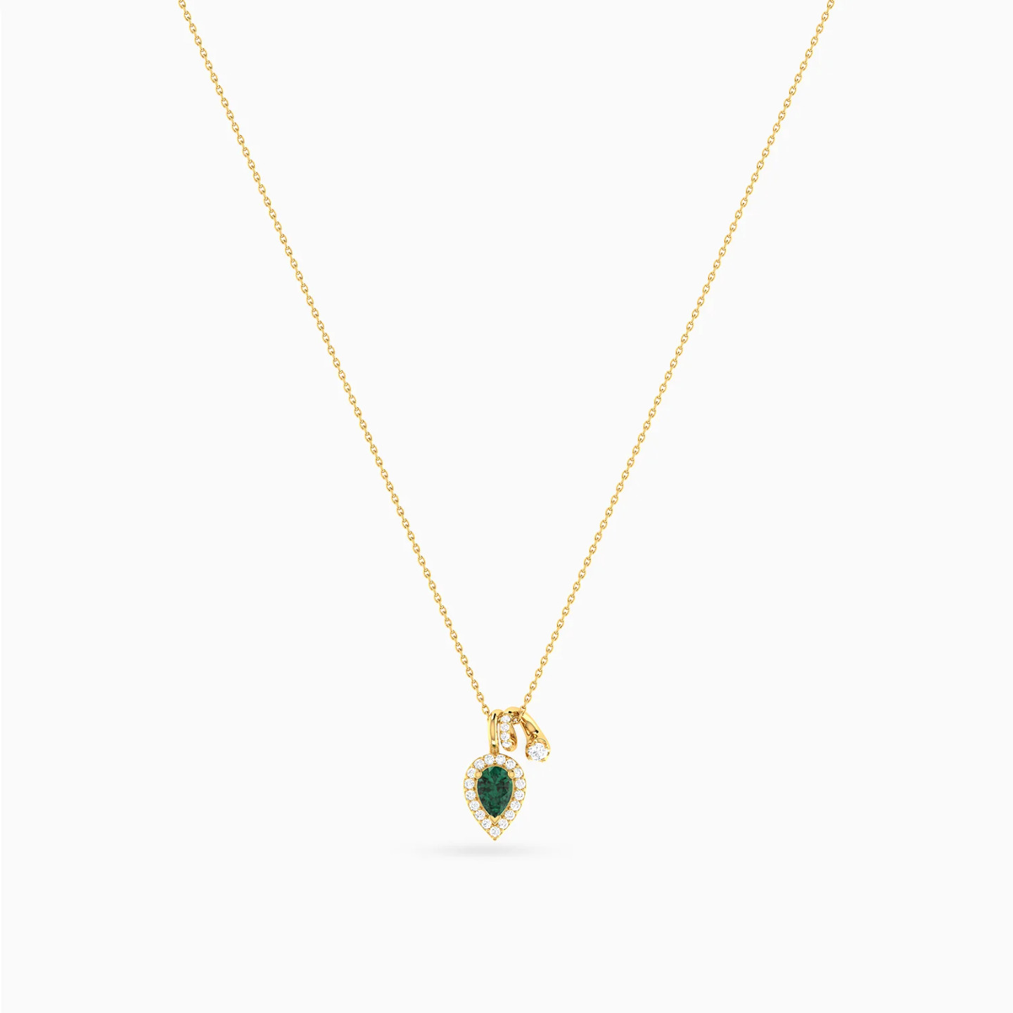 Upside Down Pear Green Stones Diamond Necklace in 18K Gold - 3 Upside Down Pear Green Stones Diamond Necklace in 18K Gold - 3
