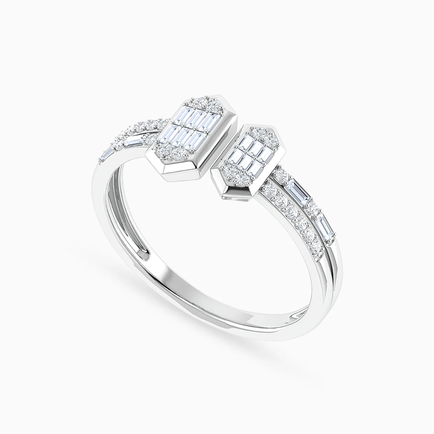 Two Hexagons Diamond Ring in 18K Gold - 3 Two Hexagons Diamond Ring in 18K Gold - 3
