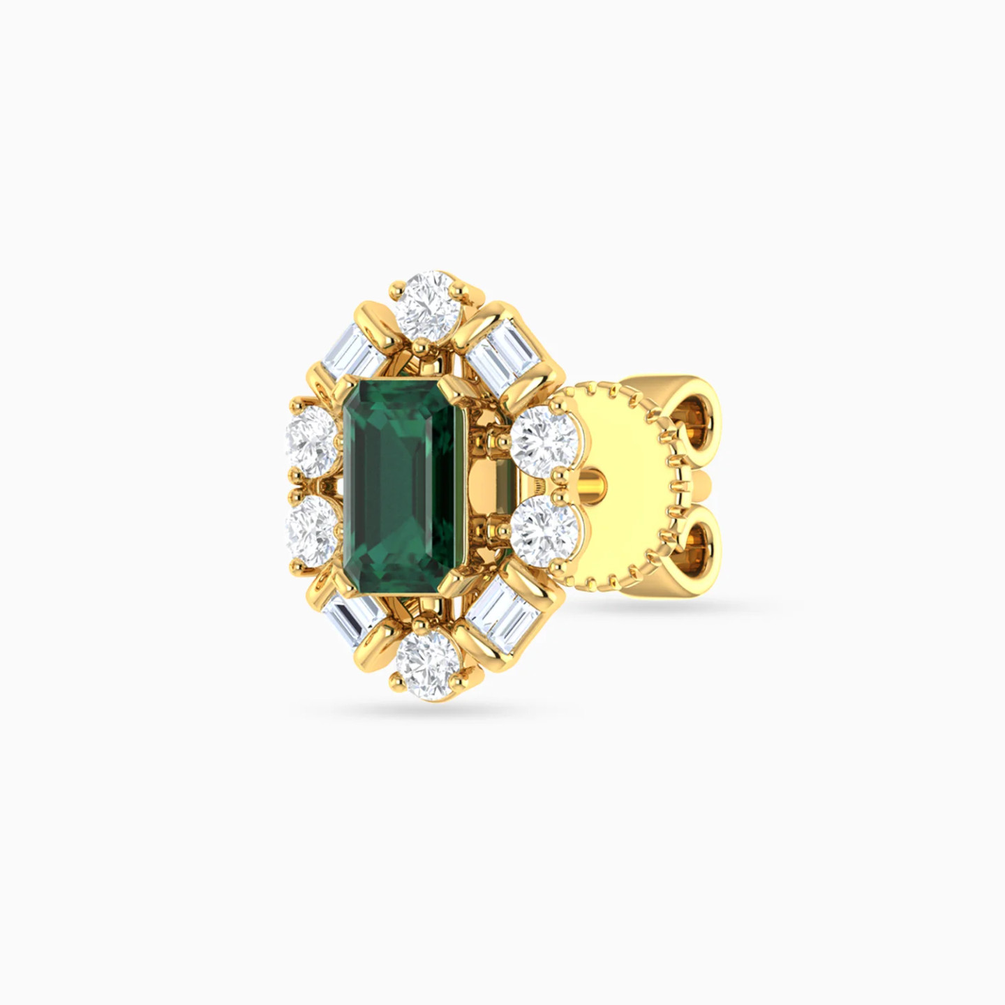 Oval Green Stones Diamond Stud Earrings in 18K Gold - 4 Oval Green Stones Diamond Stud Earrings in 18K Gold - 4
