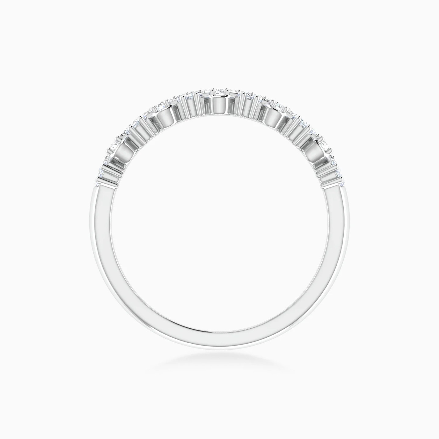 Round & Baguette Diamond Split Shank Ring in 18K Gold - 4 Round & Baguette Diamond Split Shank Ring in 18K Gold - 4