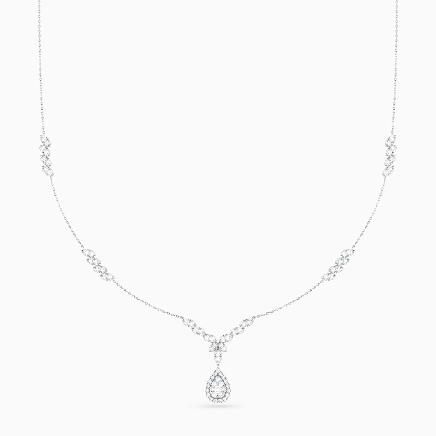Pear Drop & Clusters Diamond Necklace in 18K Gold Pear Drop & Clusters Diamond Necklace in 18K Gold