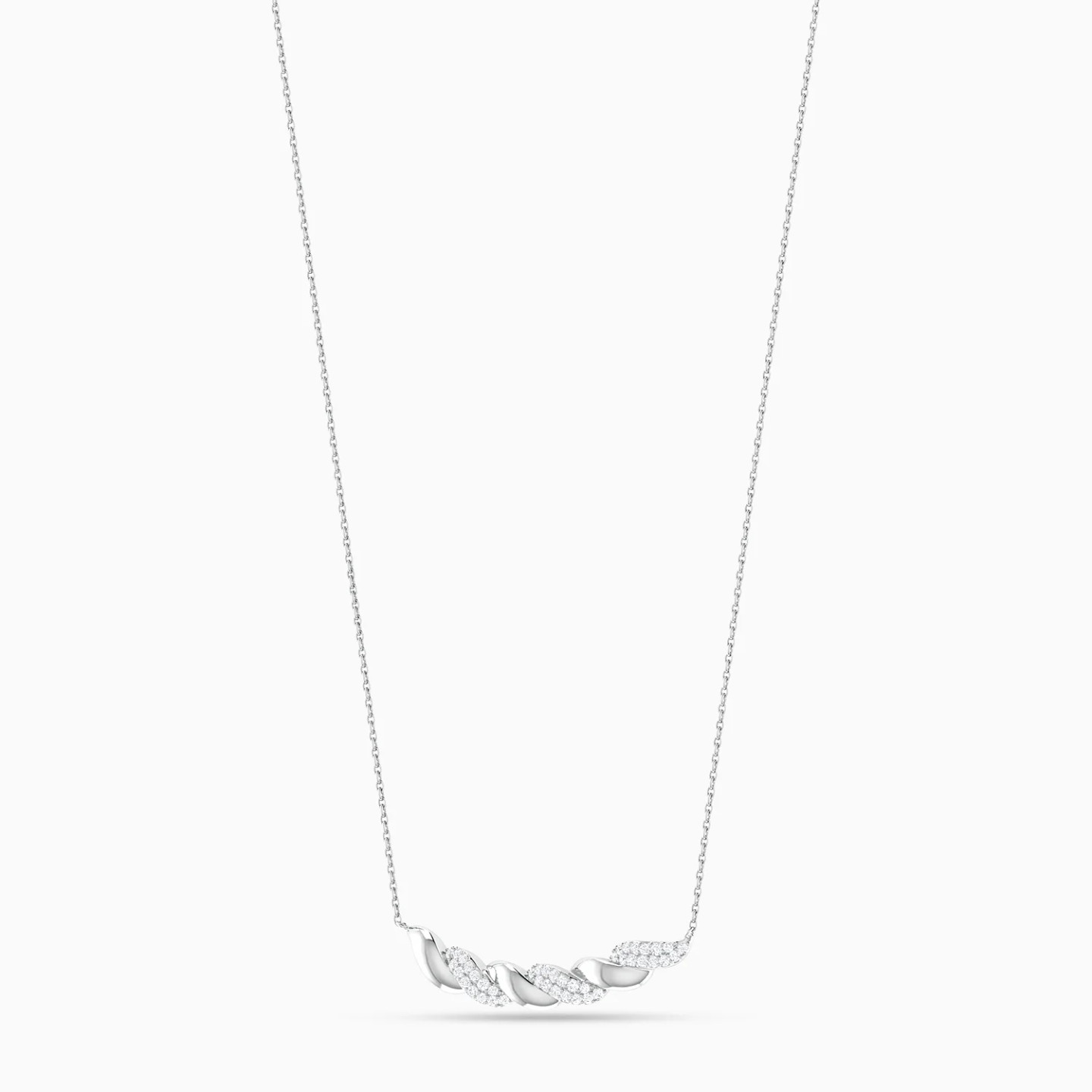 Wave Curved Bar Diamond Necklace in 18K Gold - 2 Wave Curved Bar Diamond Necklace in 18K Gold - 2