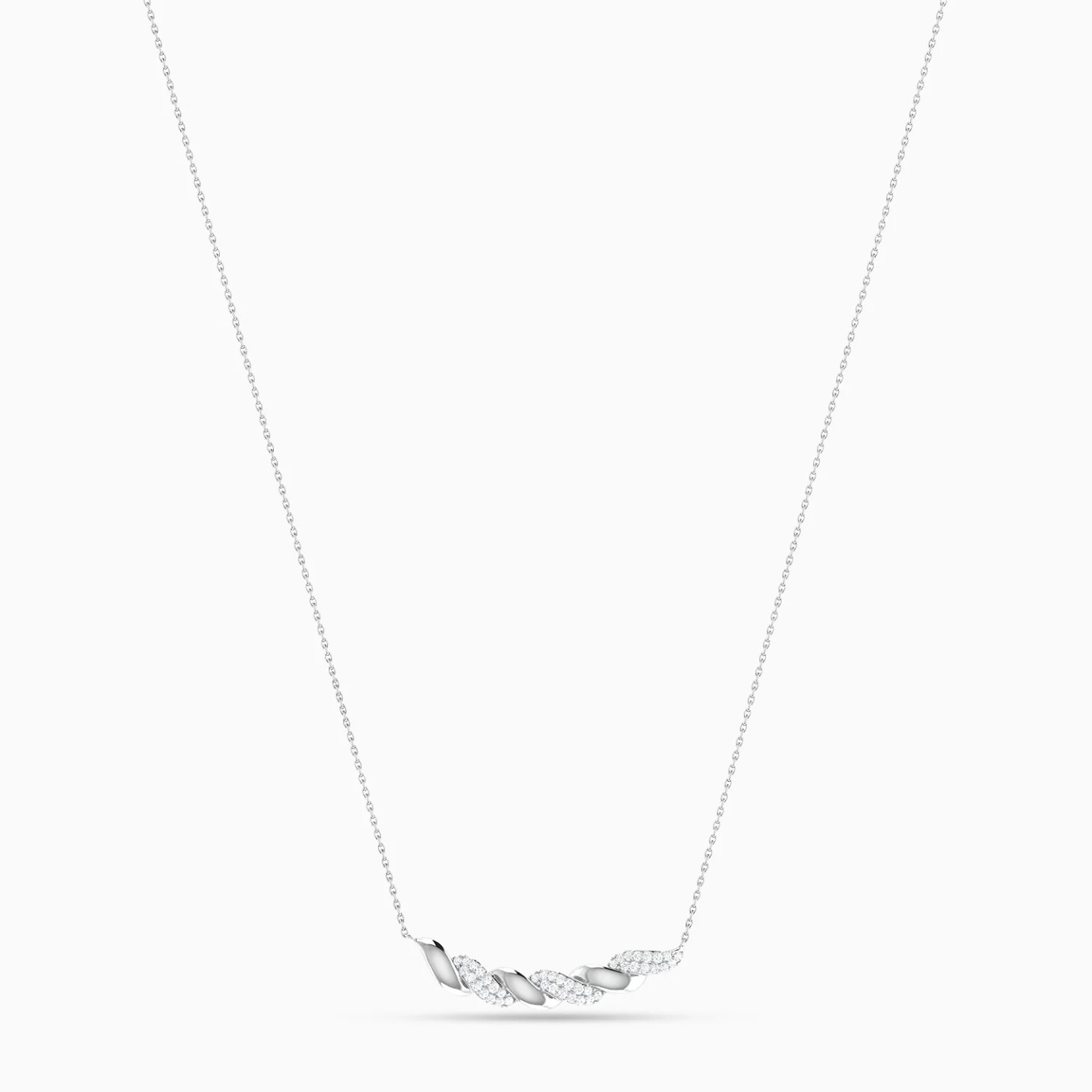 Wave Curved Bar Diamond Necklace in 18K Gold - 3 Wave Curved Bar Diamond Necklace in 18K Gold - 3