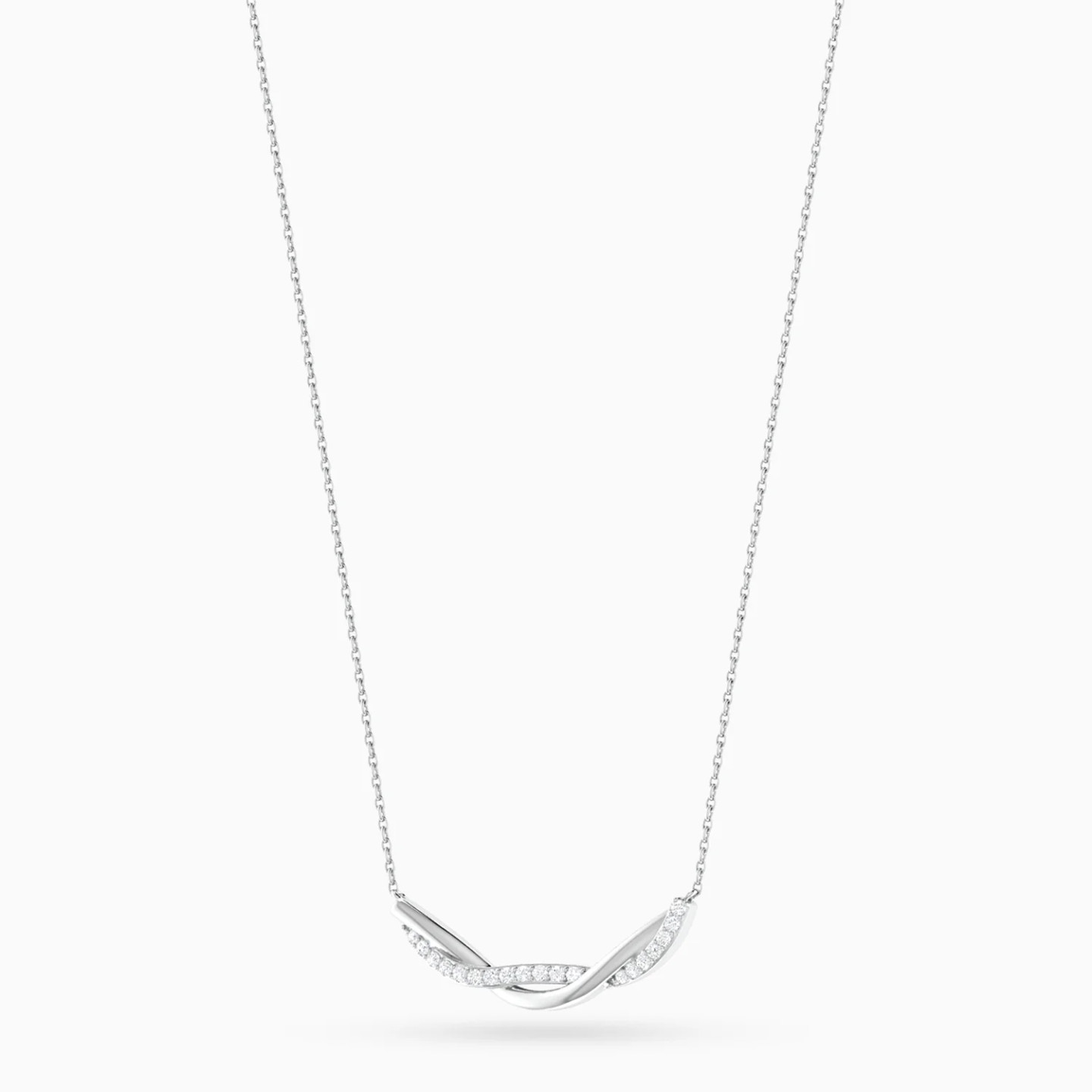 Twisted Wave Curved Bar Diamond Necklace in 18K Gold - 2 Twisted Wave Curved Bar Diamond Necklace in 18K Gold - 2