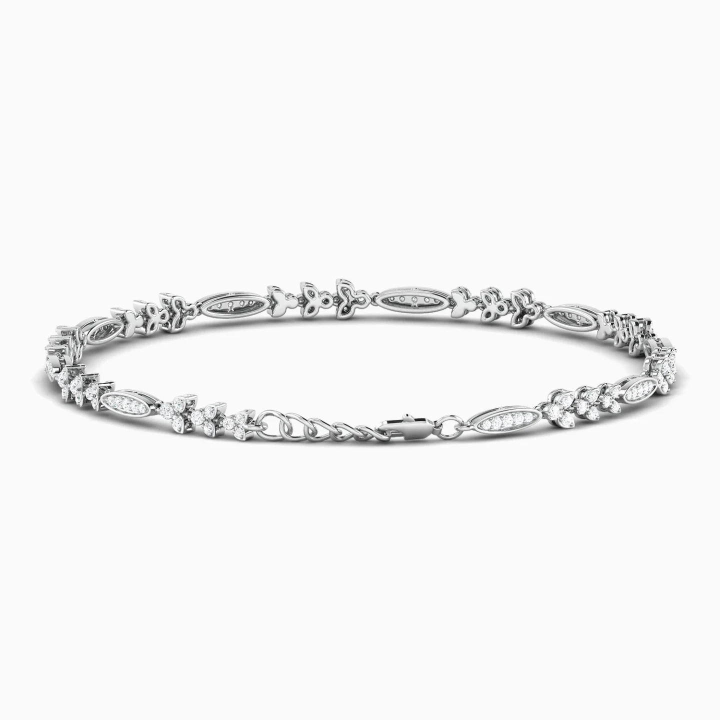Marquise & Round Diamond Bracelet in 18K Gold - 3 Marquise & Round Diamond Bracelet in 18K Gold - 3
