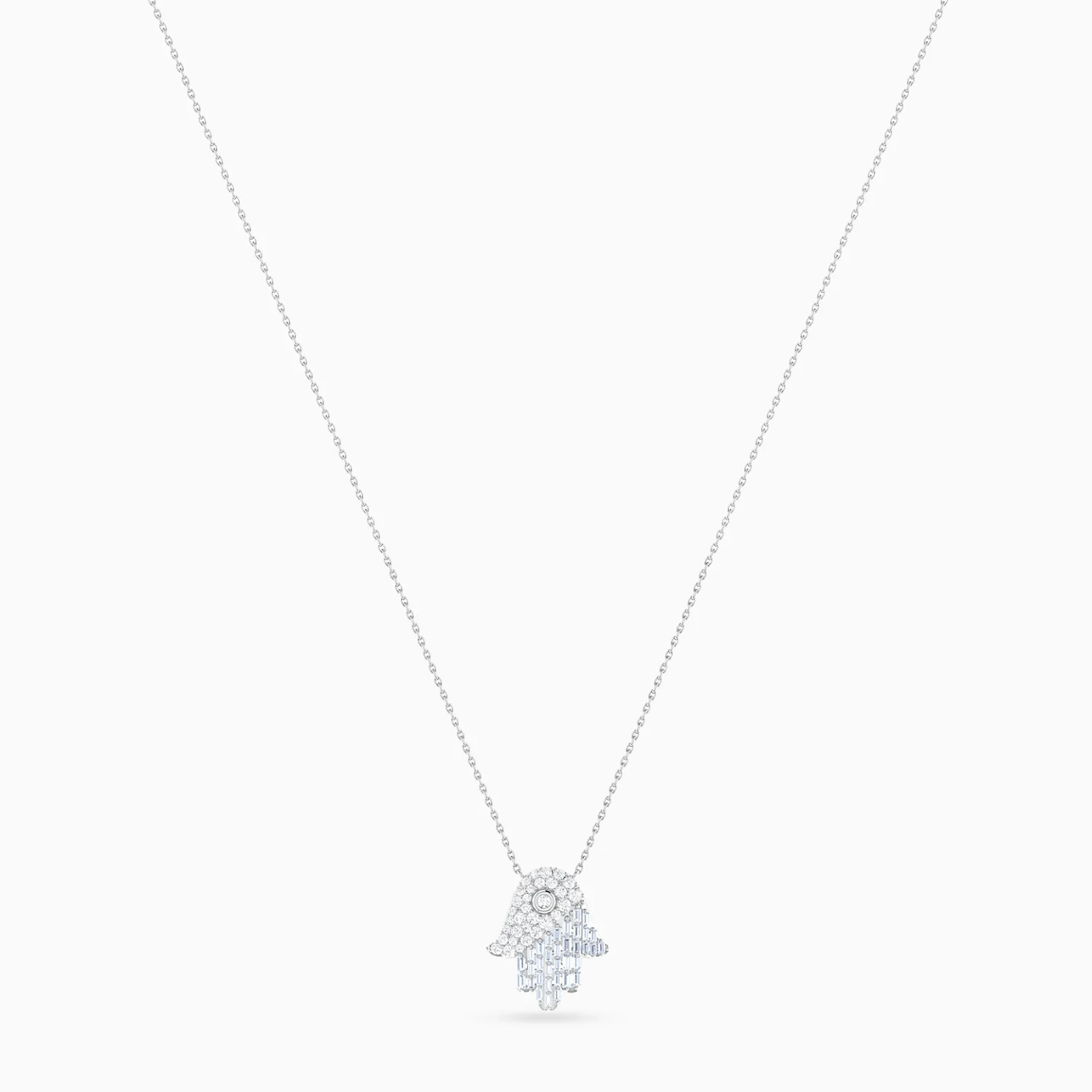 Hamsa Symbol Diamond Necklace in 18K Gold - 3 Hamsa Symbol Diamond Necklace in 18K Gold - 3