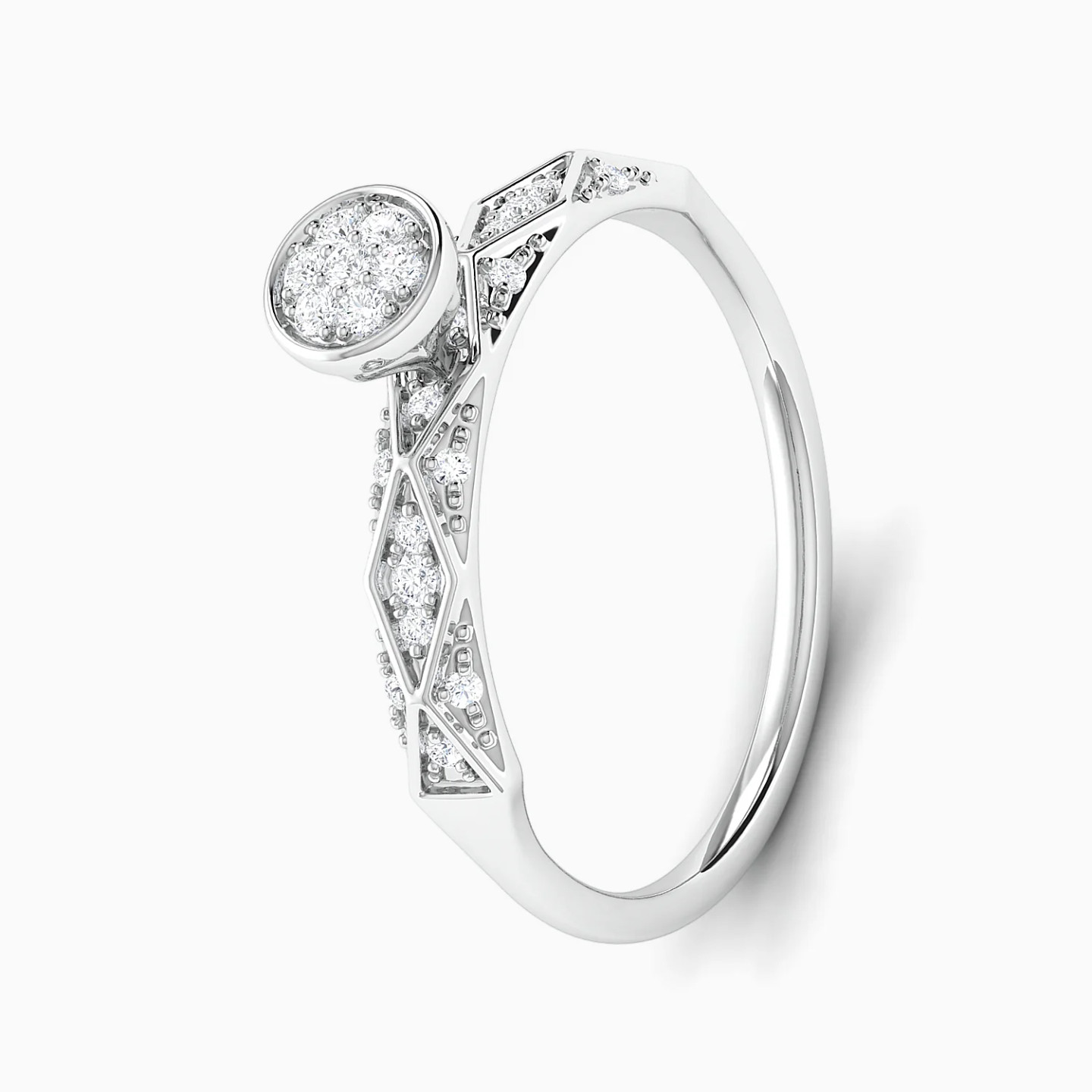 Geometric Pattern Diamond Twin Rings in 18K Gold - 3 Geometric Pattern Diamond Twin Rings in 18K Gold - 3