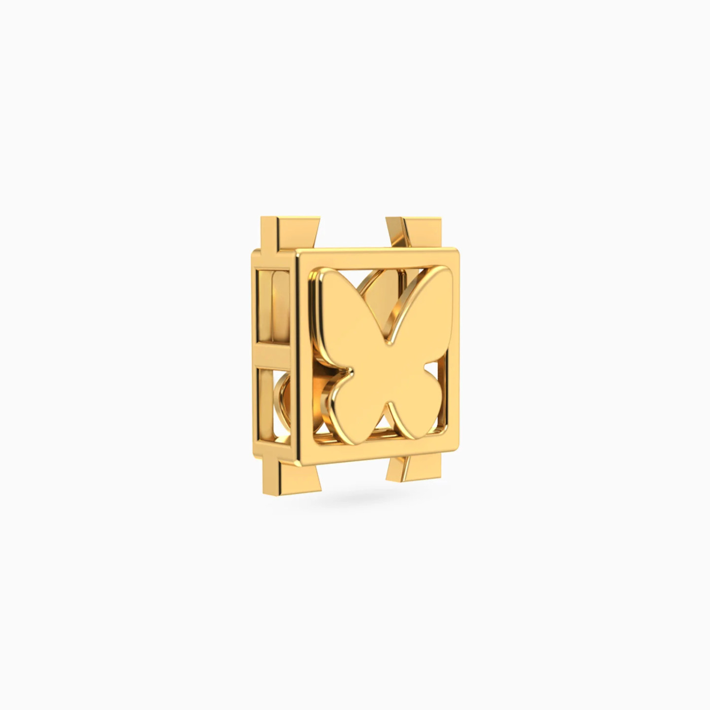 Framed Butterfly Charm in 18K Gold - 3 Framed Butterfly Charm in 18K Gold - 3