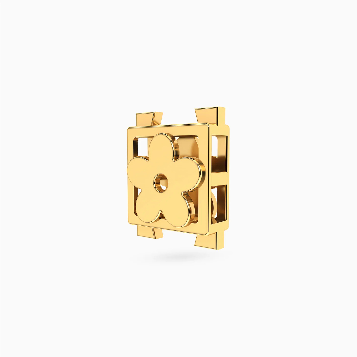 Framed Flower Charm in 18K Gold - 2 Framed Flower Charm in 18K Gold - 2