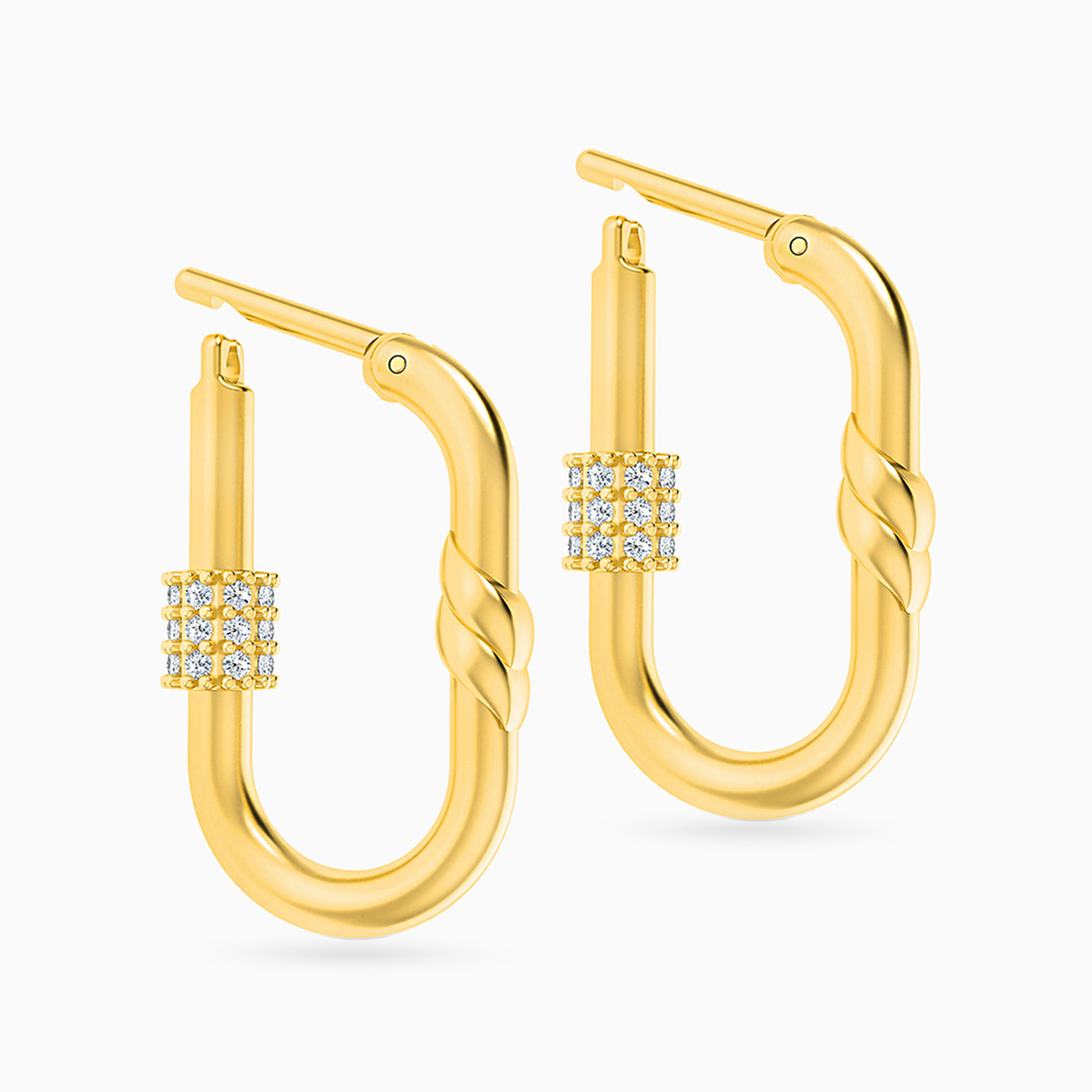 18K Gold Diamond Hoop Earrings - 2