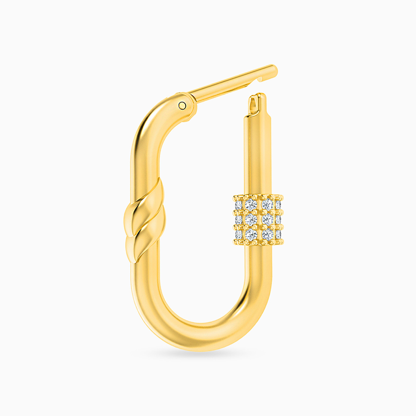 أقراط دائرية ذهب مستطيلة عيار 18 قيراط مزينة بالألماس - 3 أقراط دائرية ذهب مستطيلة عيار 18 قيراط مزينة بالألماس - 3