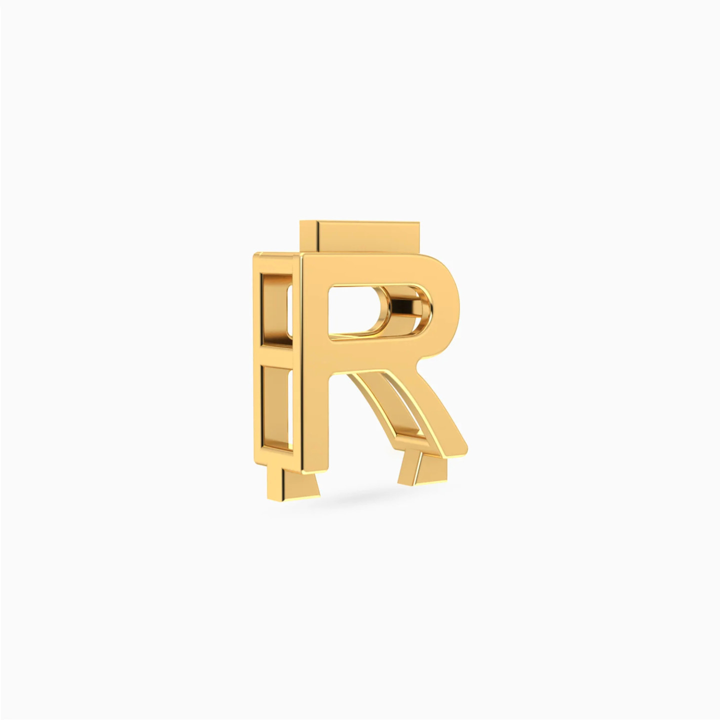 دلاية صغيرة شكل حرف R ذهب عيار 18 قيراط - 2 دلاية صغيرة شكل حرف R ذهب عيار 18 قيراط - 2